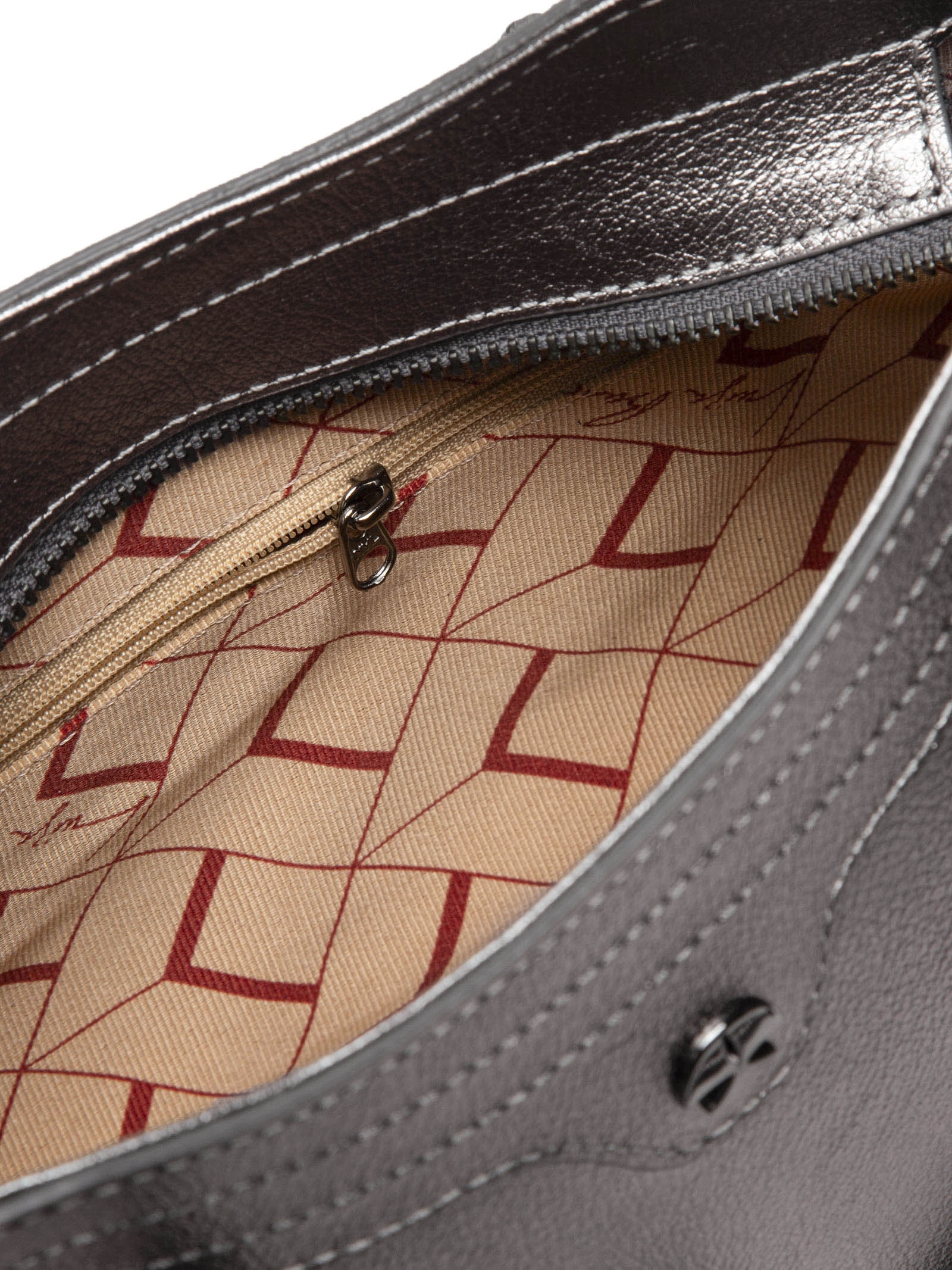 Bolsa Feminina Pequena Metal Leather Prateado Luiza Barcelos