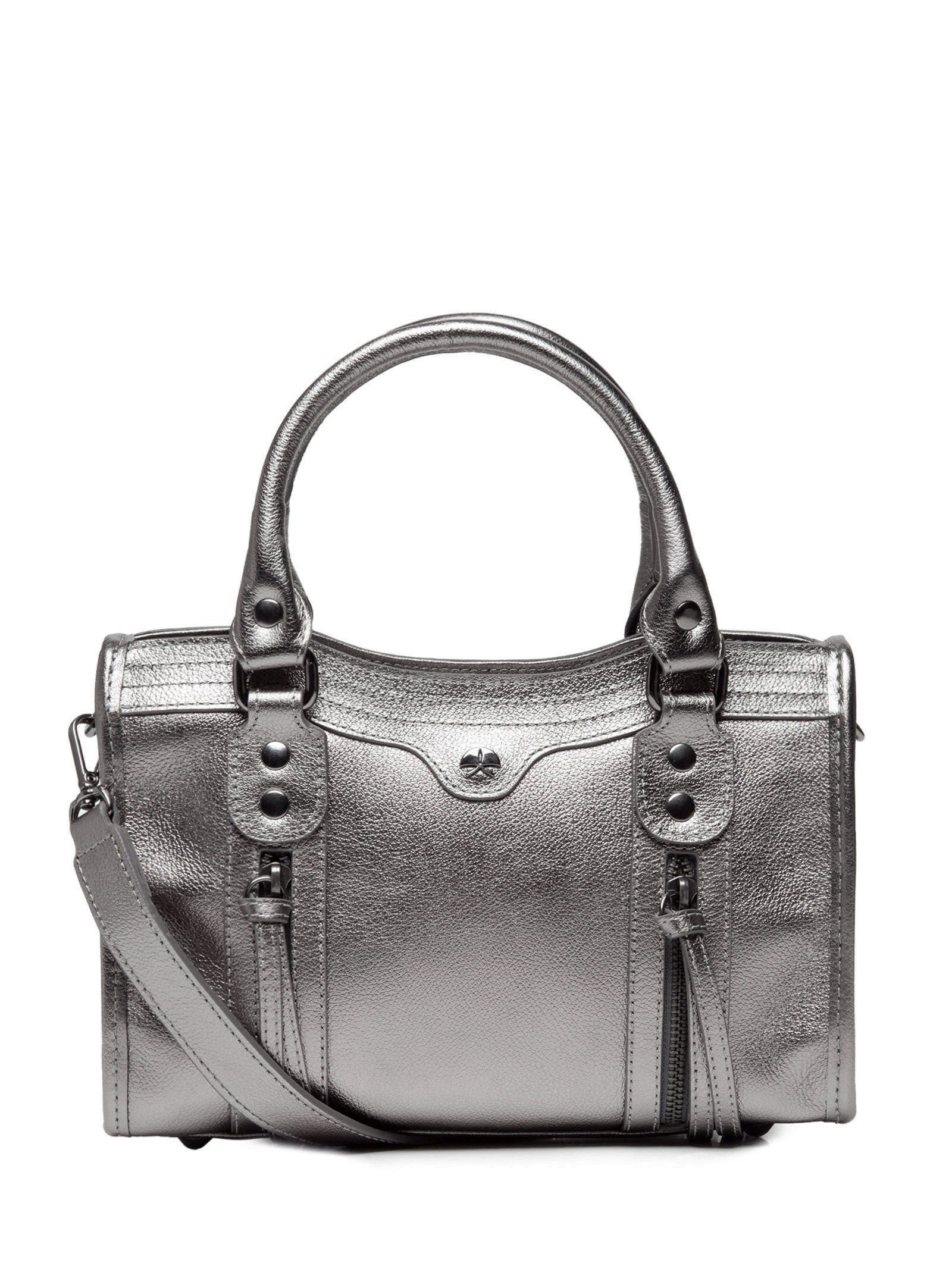 Bolsa Feminina Pequena Metal Leather Prateado Luiza Barcelos