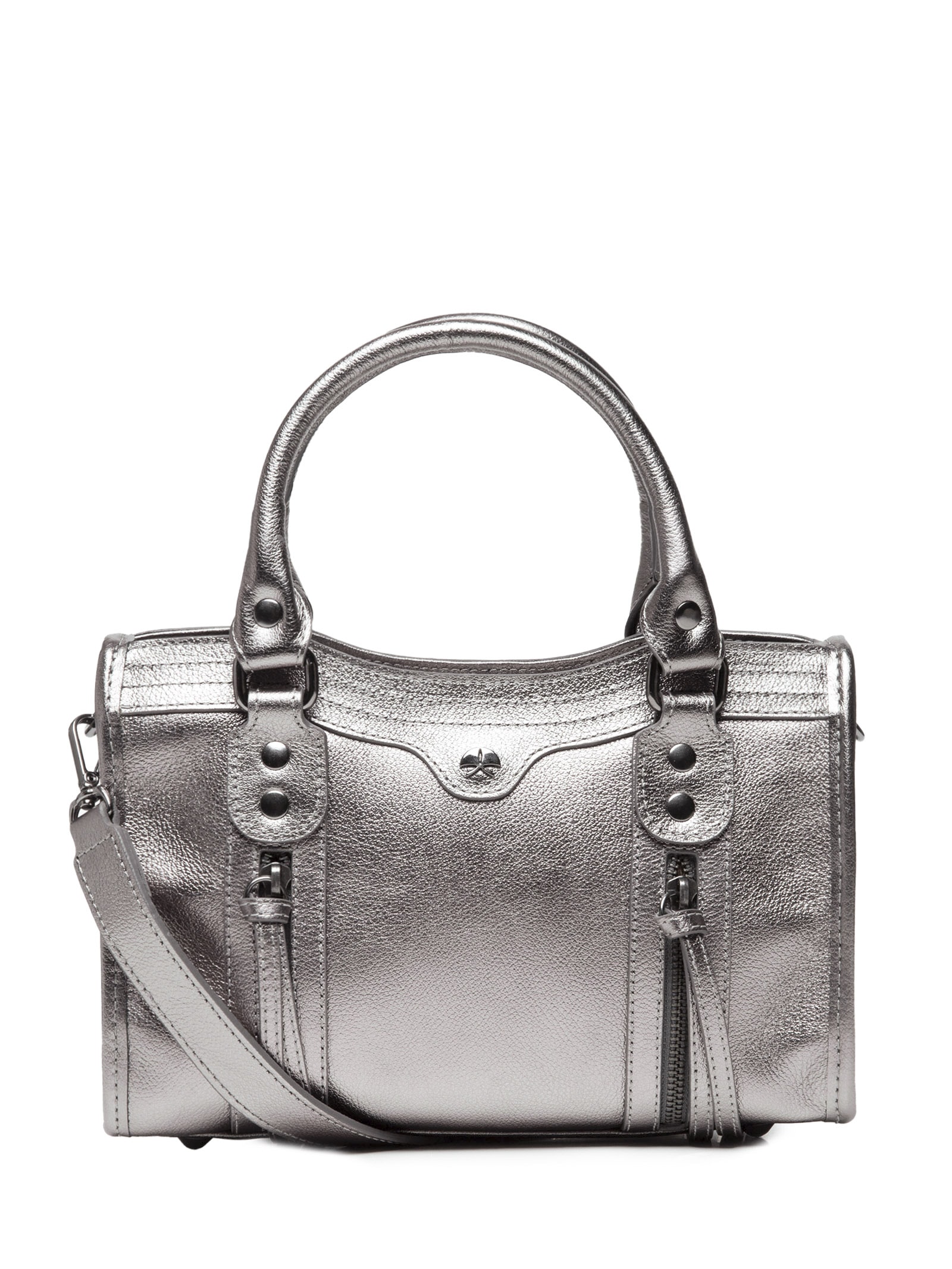 Bolsa Feminina Pequena Metal Leather Prateado Luiza Barcelos