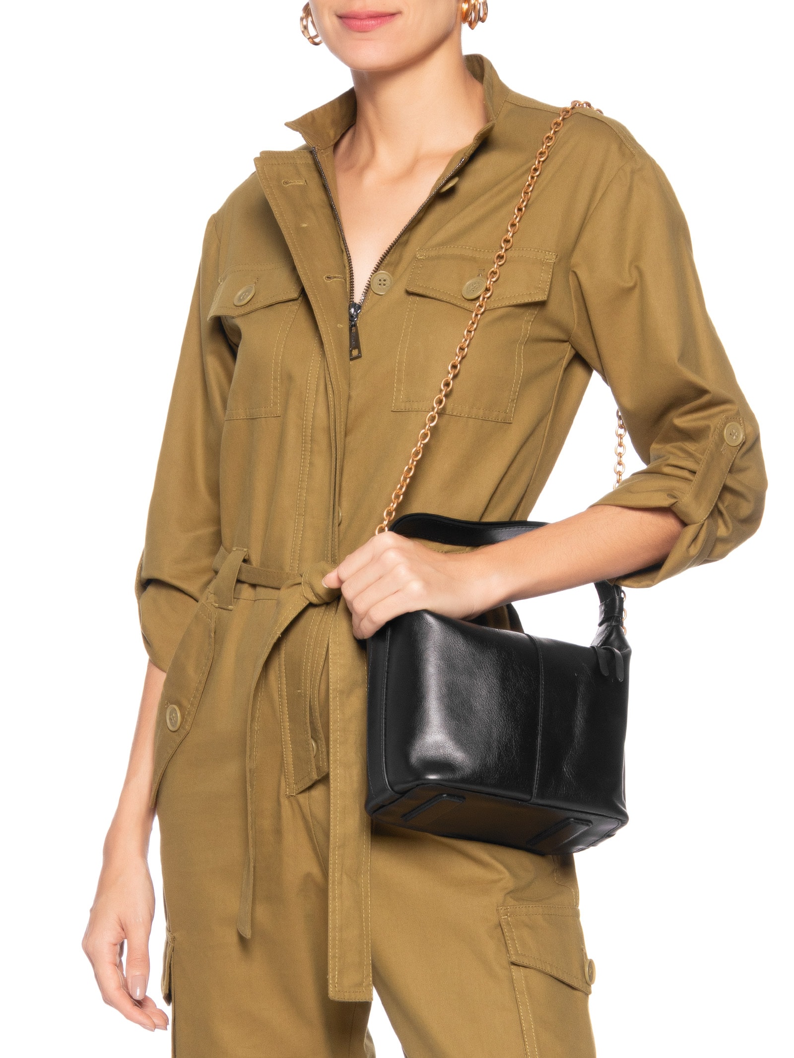 Bolsa Feminina Pequena Napa Oil Preto Vicenza