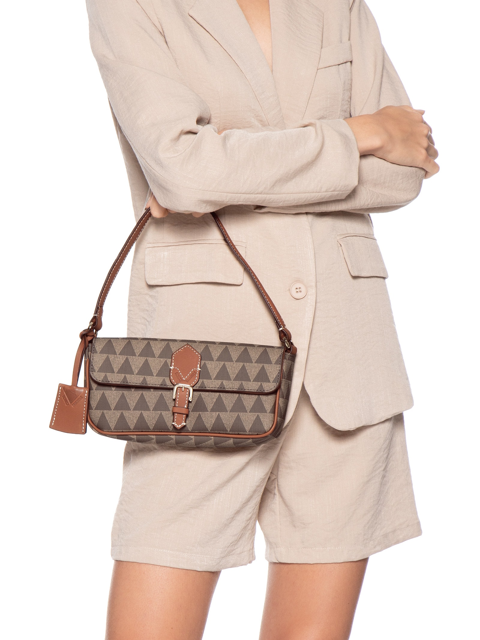 Bolsa Feminina Pequena New Canvas Triangle Madison Nat Cinza Schutz