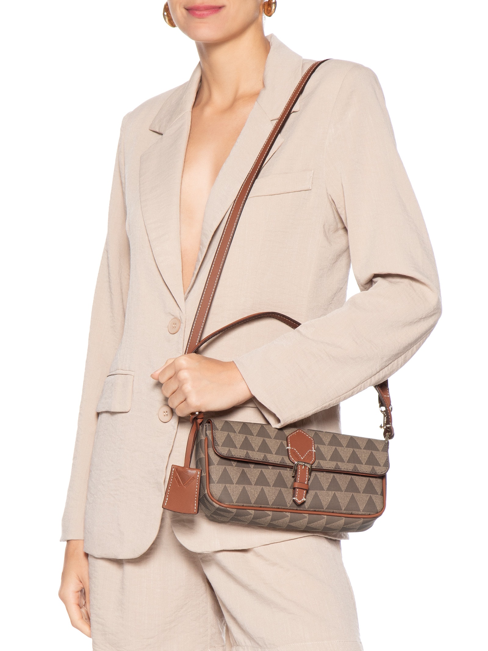 Bolsa Feminina Pequena New Canvas Triangle Madison Nat Cinza Schutz