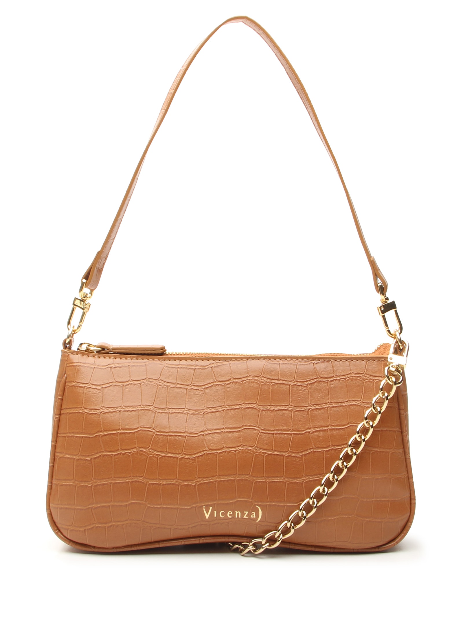 Bolsa Feminina Pequena Shoulder Croco Other Marrom Vicenza