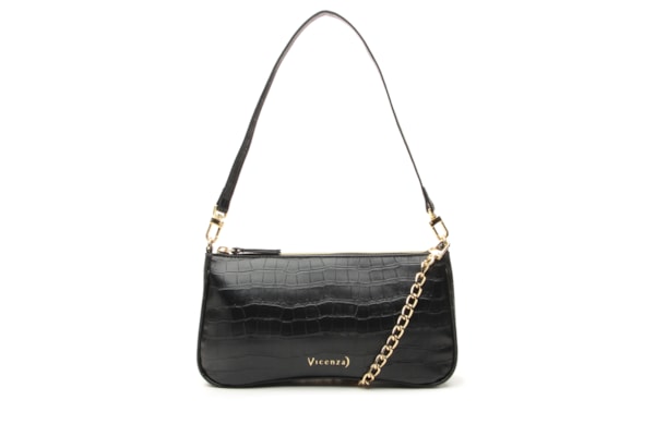 Bolsa Feminina Pequena Shoulder Croco Other - Preto