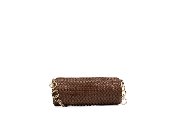 Bolsa Feminina Pequena Shoulder Tressê Metal Redondo - Marrom