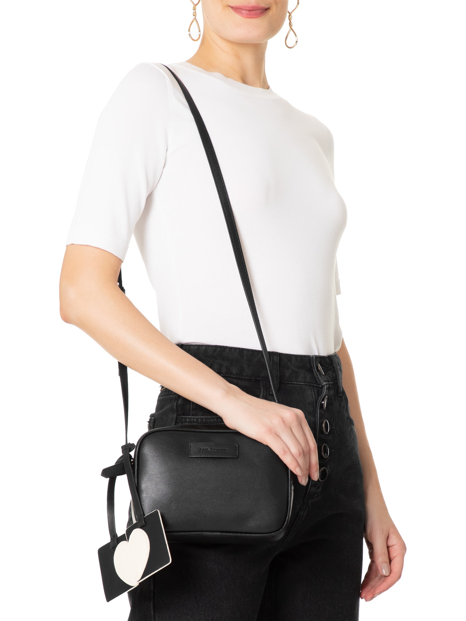 Bolsa Feminina Pequena Tiracolo Porta Cartão Coração - Schutz - Preto