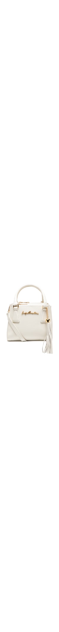 Bolsa Feminina Pequena Tote Em Couro Com Tassel - Off White
