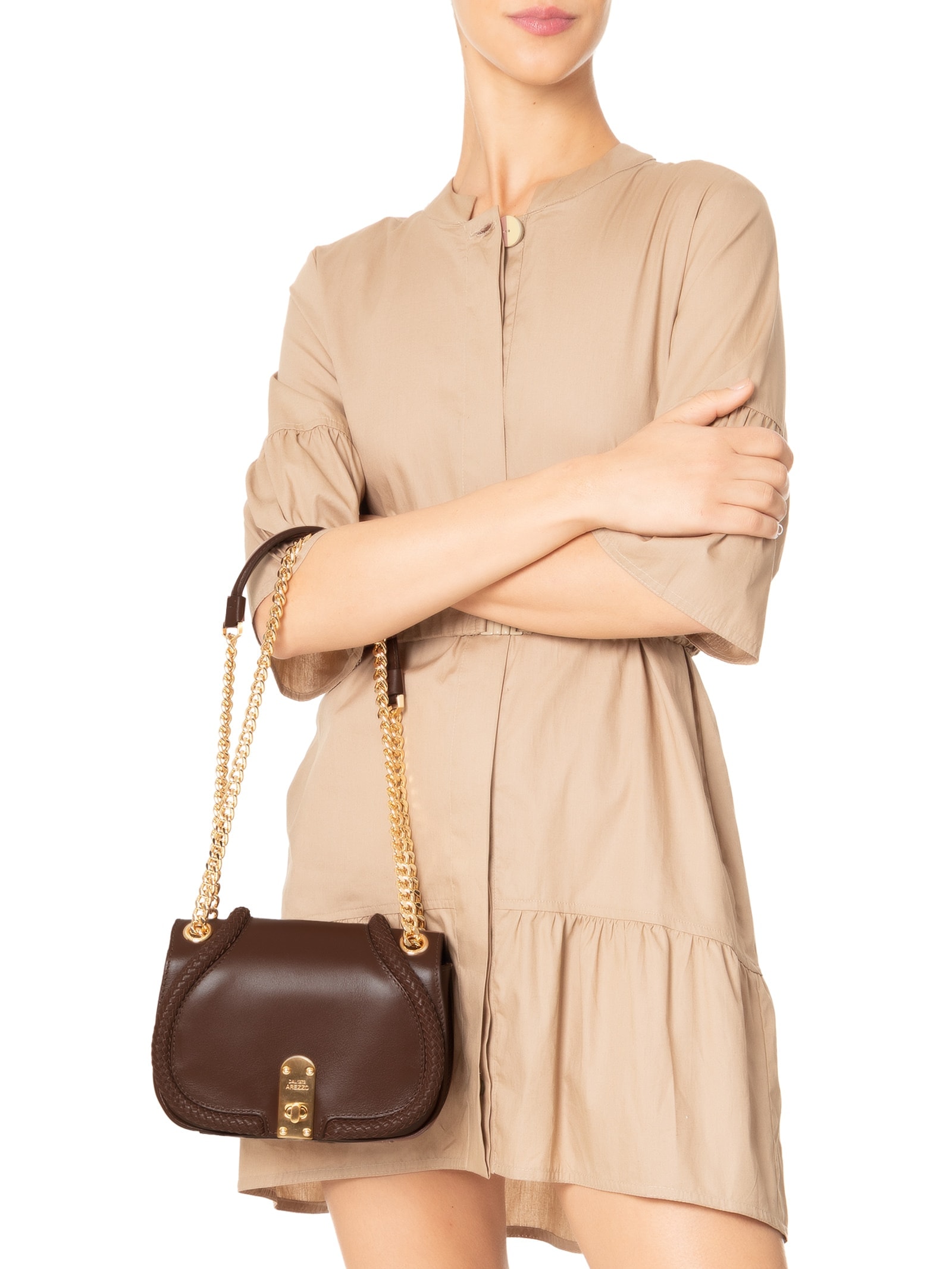 Bolsa Feminina Pequena Veg Oil Marrom Arezzo