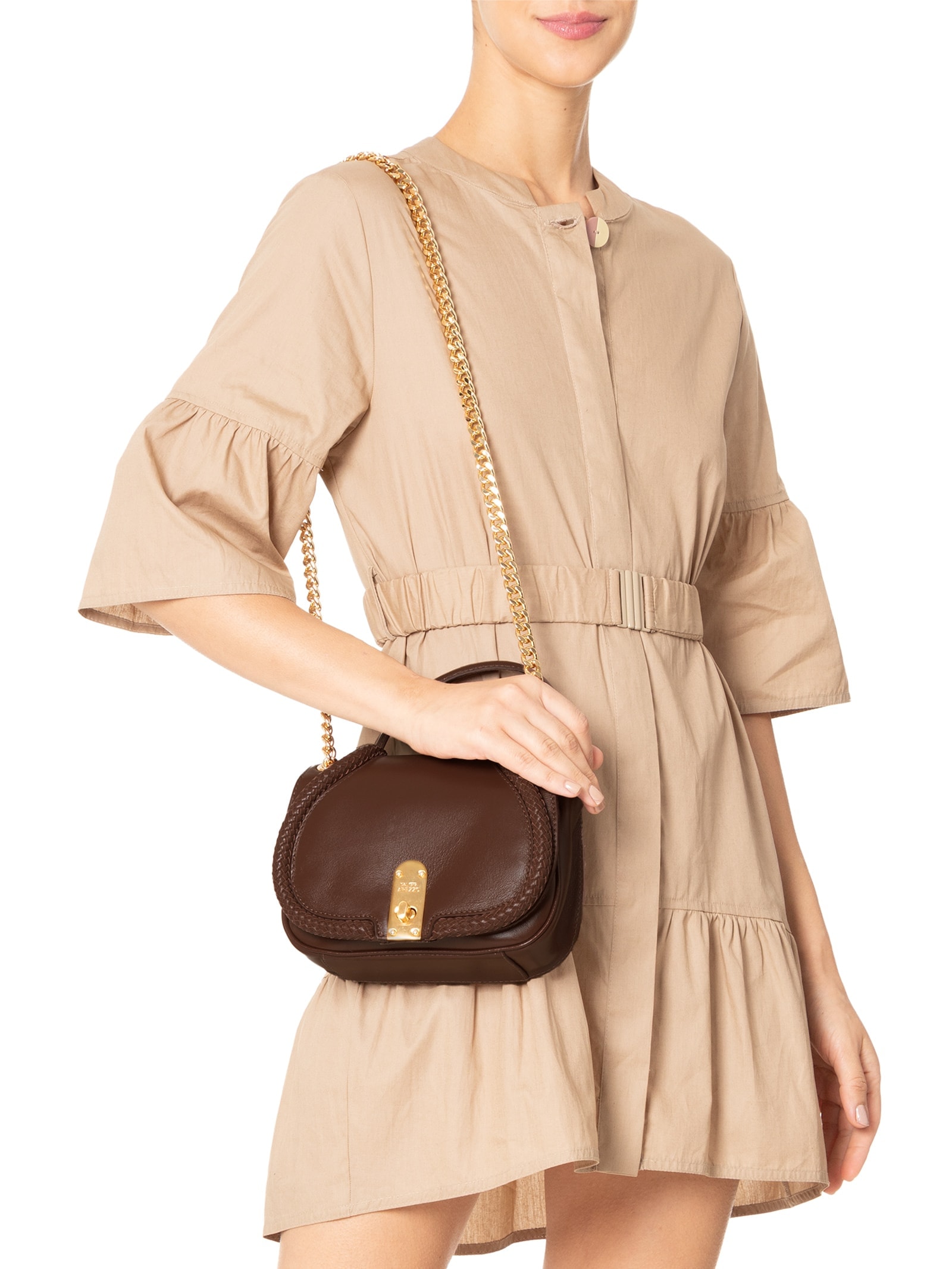 Bolsa Feminina Pequena Veg Oil Marrom Arezzo