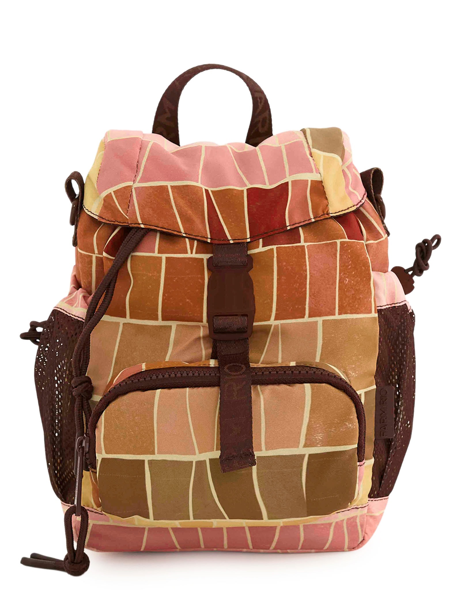 Bolsa Feminina Pipoquinha Listra Mosaico Marrom Farm Etc