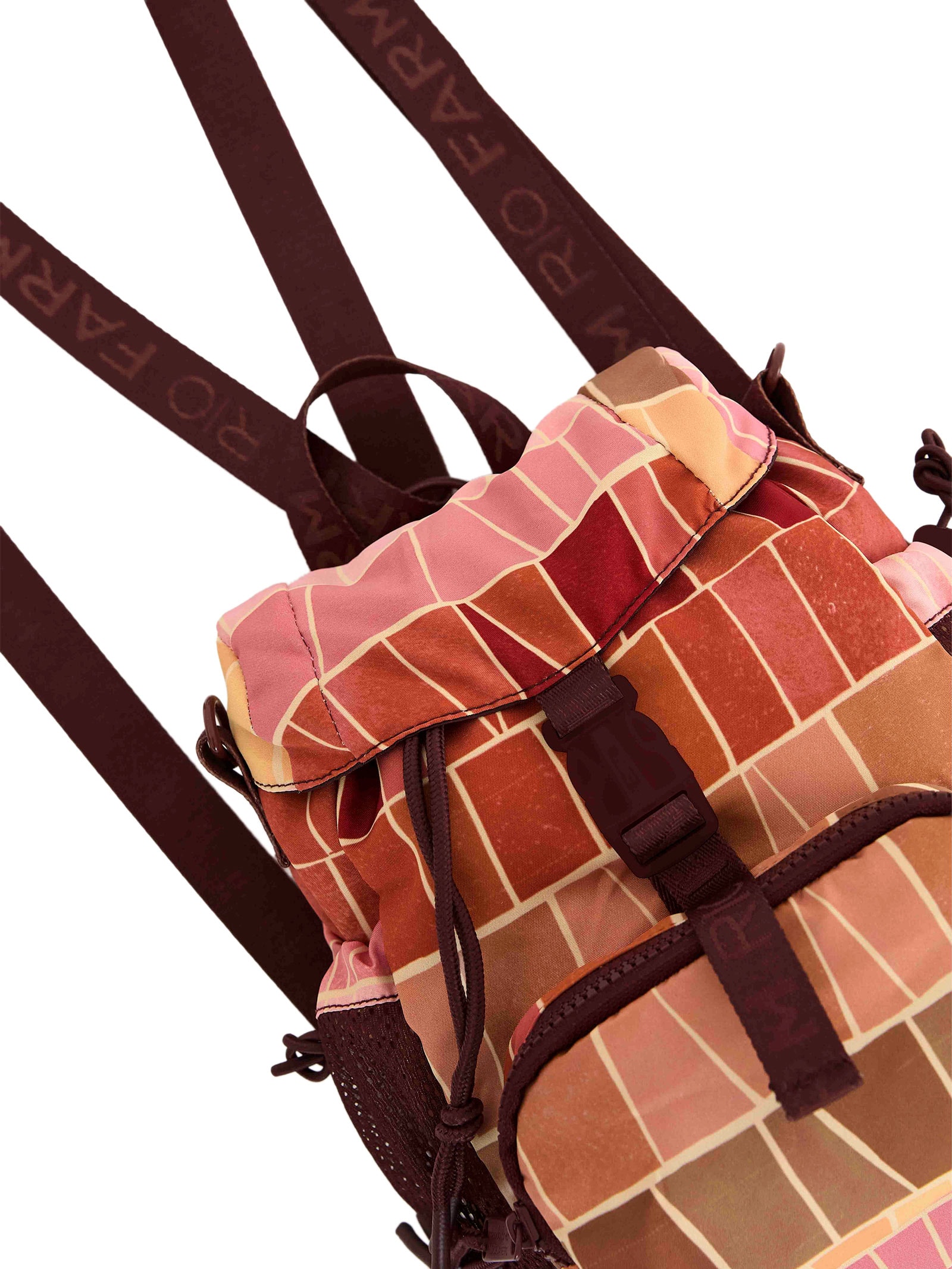 Bolsa Feminina Pipoquinha Listra Mosaico Marrom Farm Etc