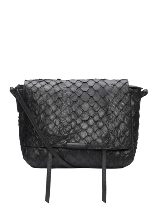 Bolsa Feminina Pirarucu Flap Shoulder - Preto