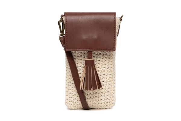 Bolsa Feminina Porta Celular Crochê - Bege