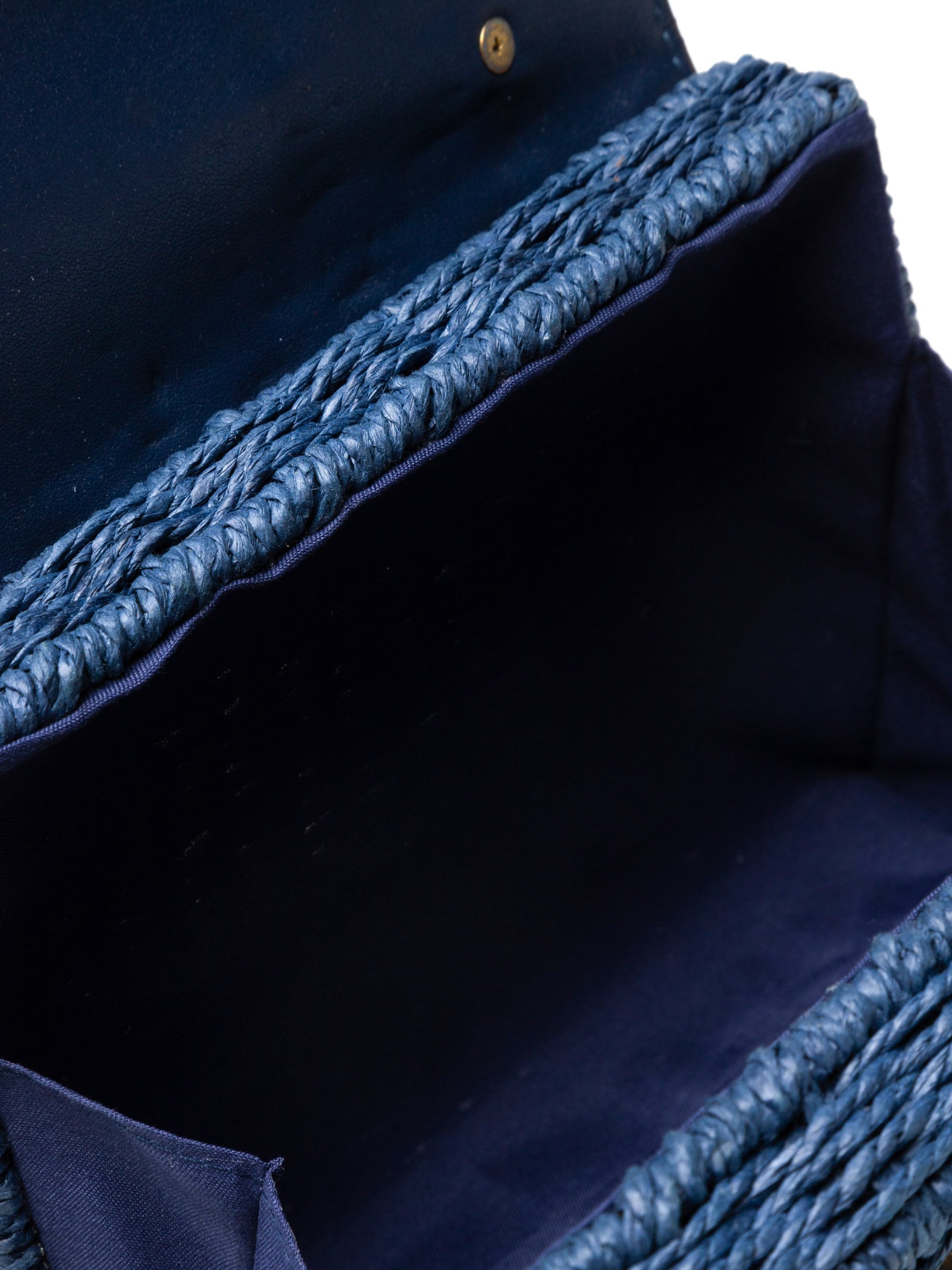 Bolsa Feminina Quadrada Palha Com Detalhes Em Couro Sintético Azul Basiq