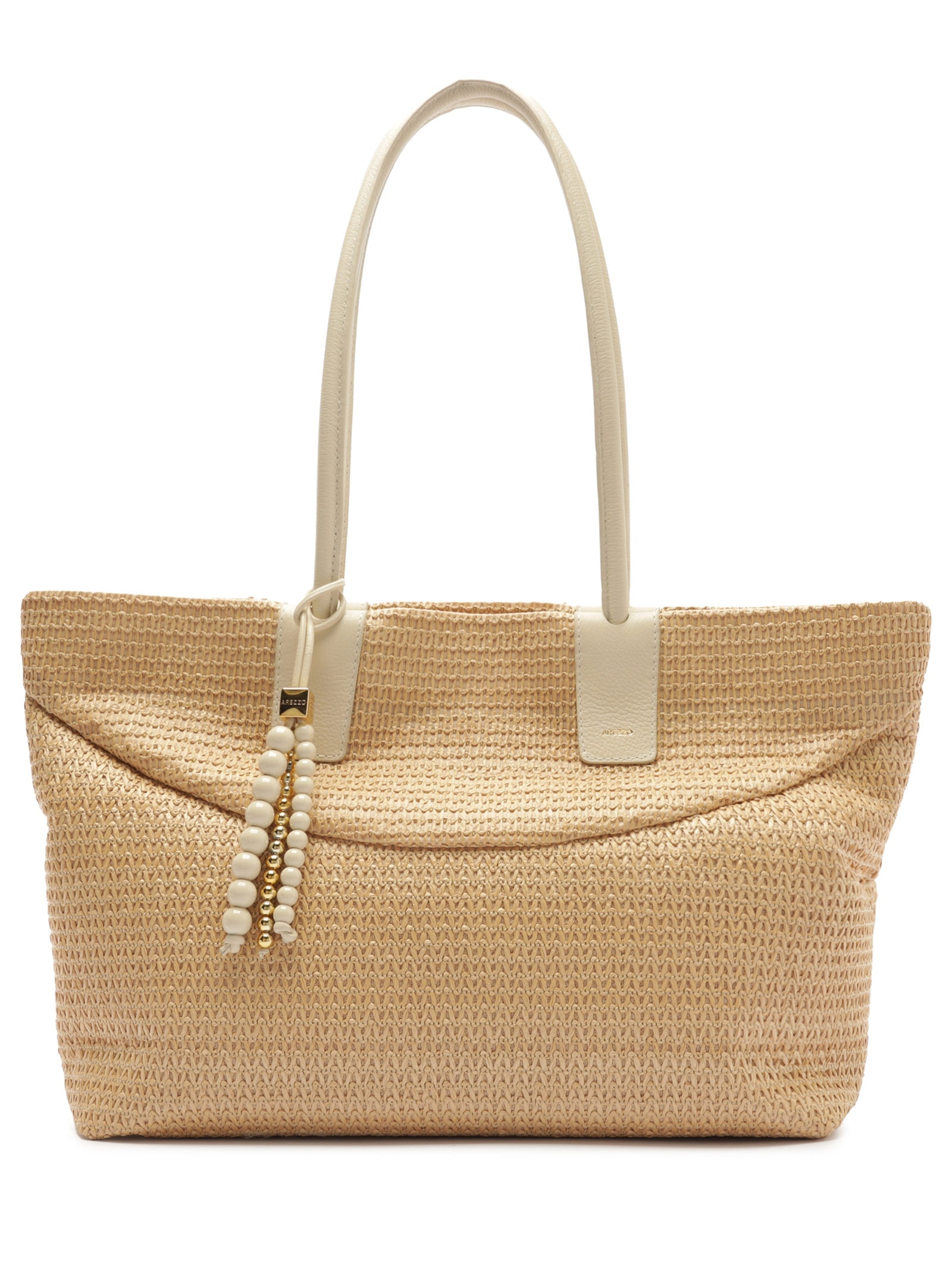 Bolsa Feminina Ráfia Pingentes Bege Arezzo + Isla