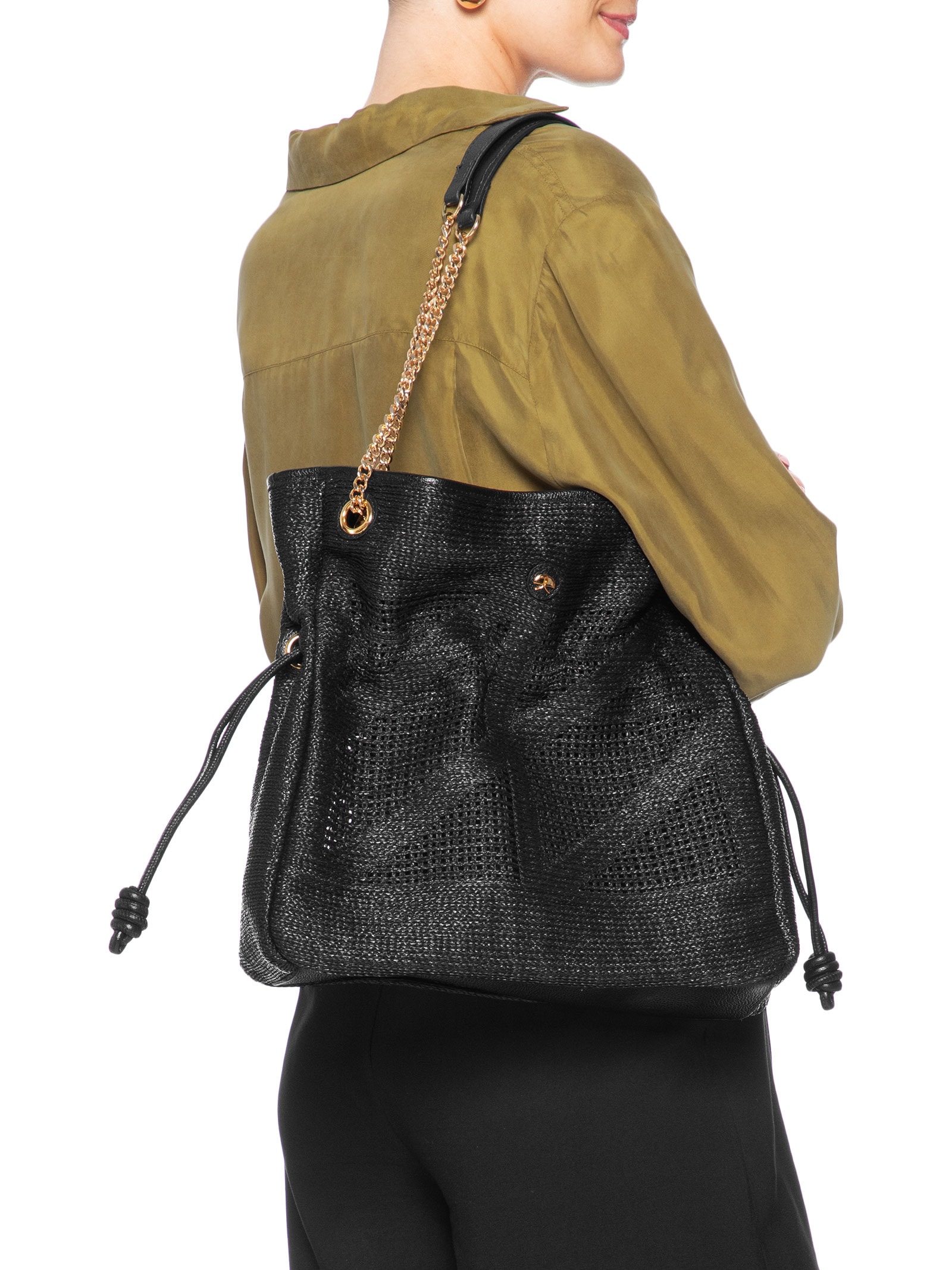 Bolsa Feminina Ráfia Viena Preto Luiza Barcelos