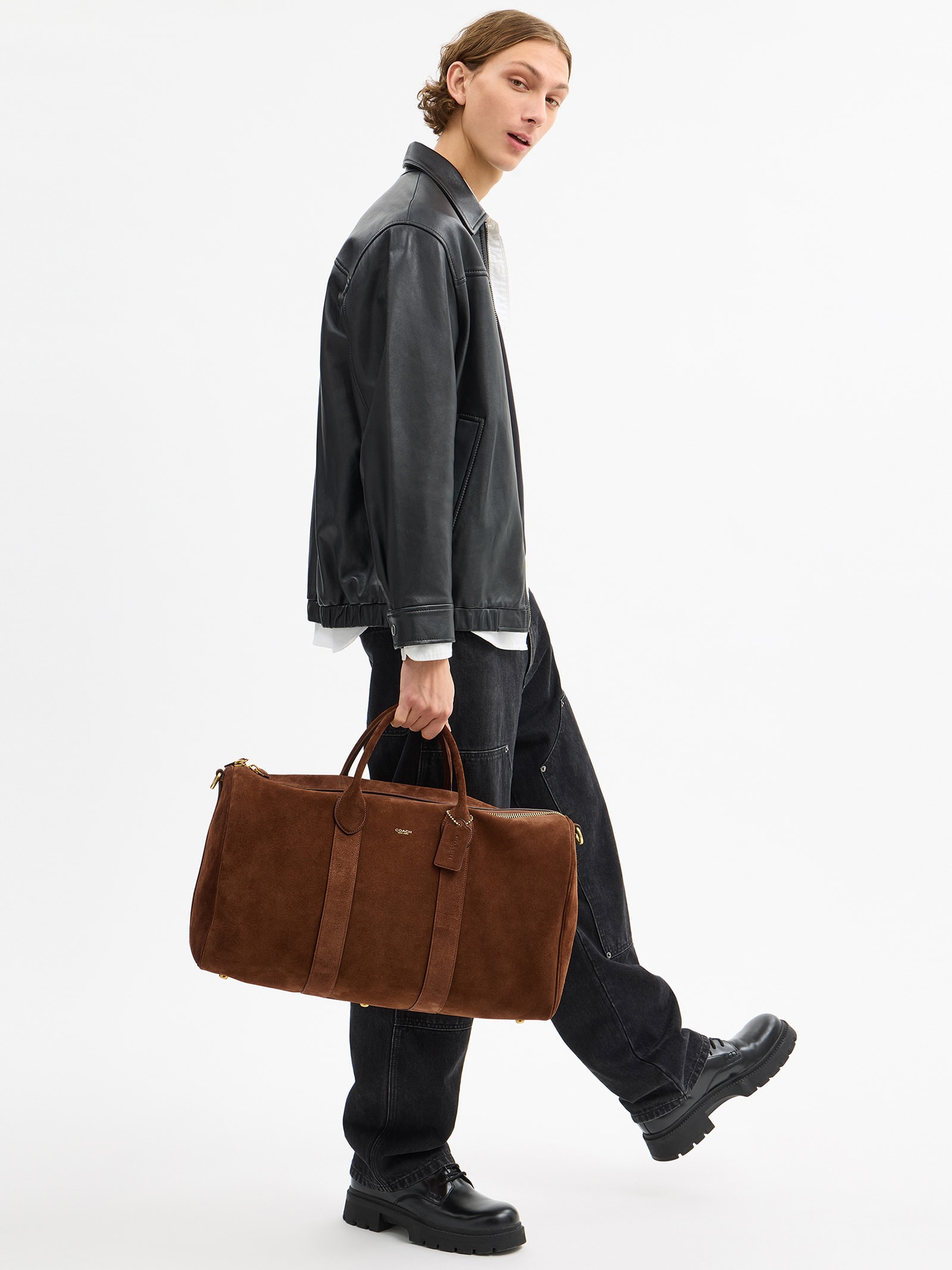 Bolsa Feminina Sacola De Viagem Compass Suede Marrom Coach