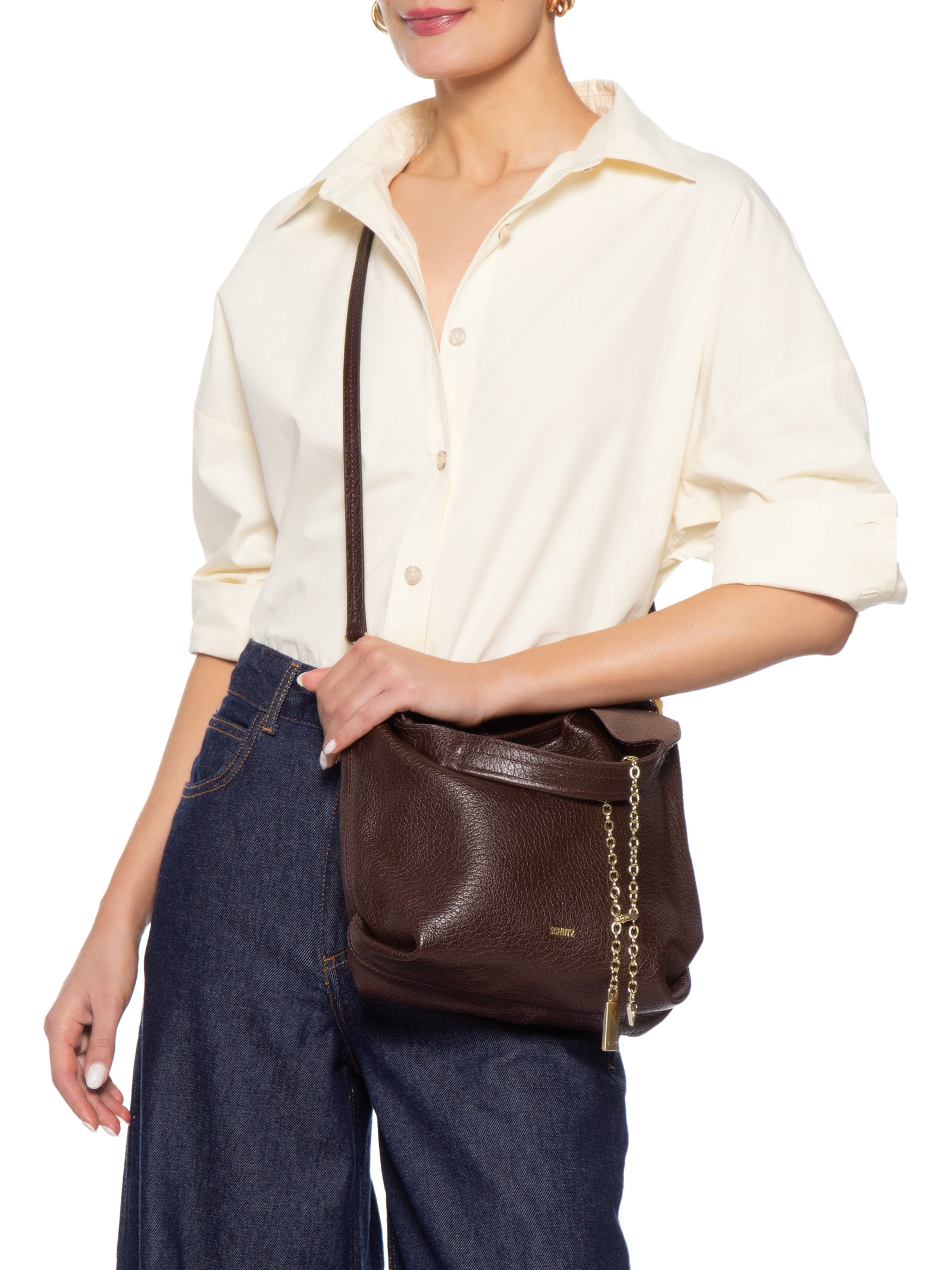 Bolsa Feminina Sardenha Golden Marrom Schutz