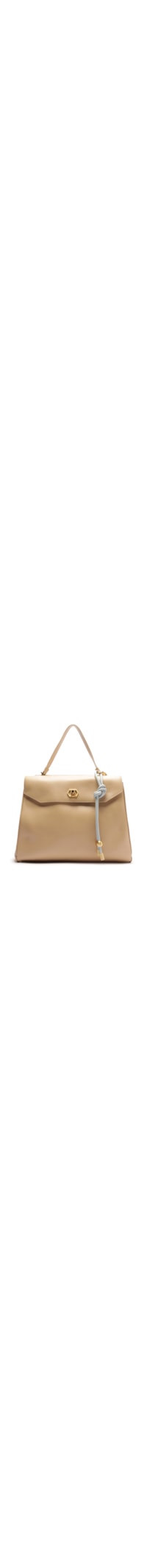 Bolsa Feminina Satchel Couro Grande Bag Charm Nó - Bege