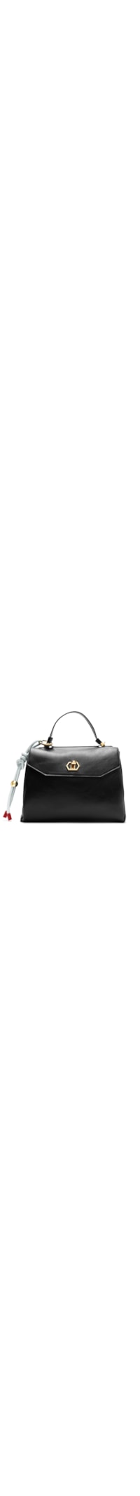 Bolsa Feminina Satchel Couro Média Bag Charm Nó - Preto