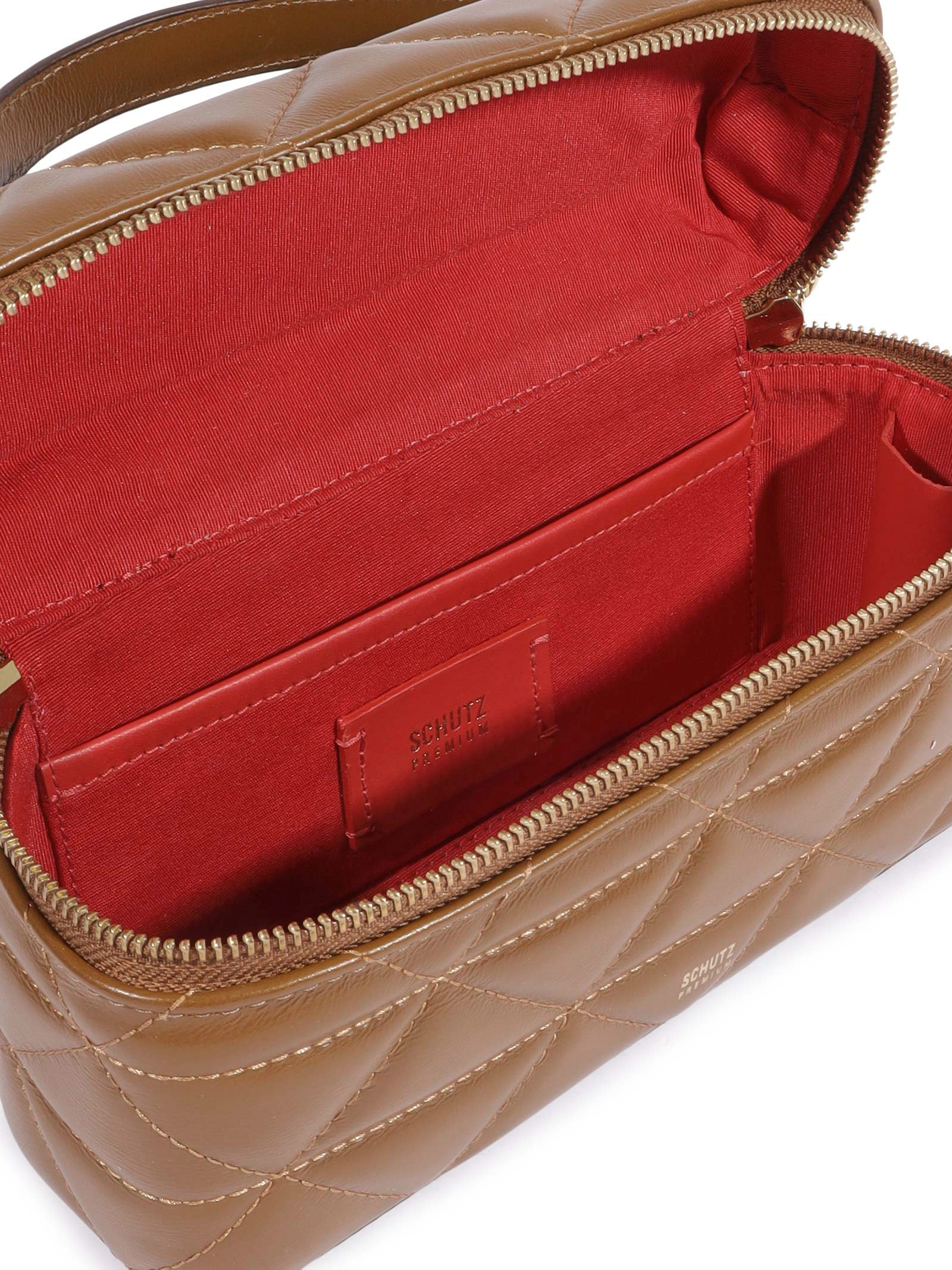 Bolsa Feminina Satchel Vanity Média Couro Marrom Schutz
