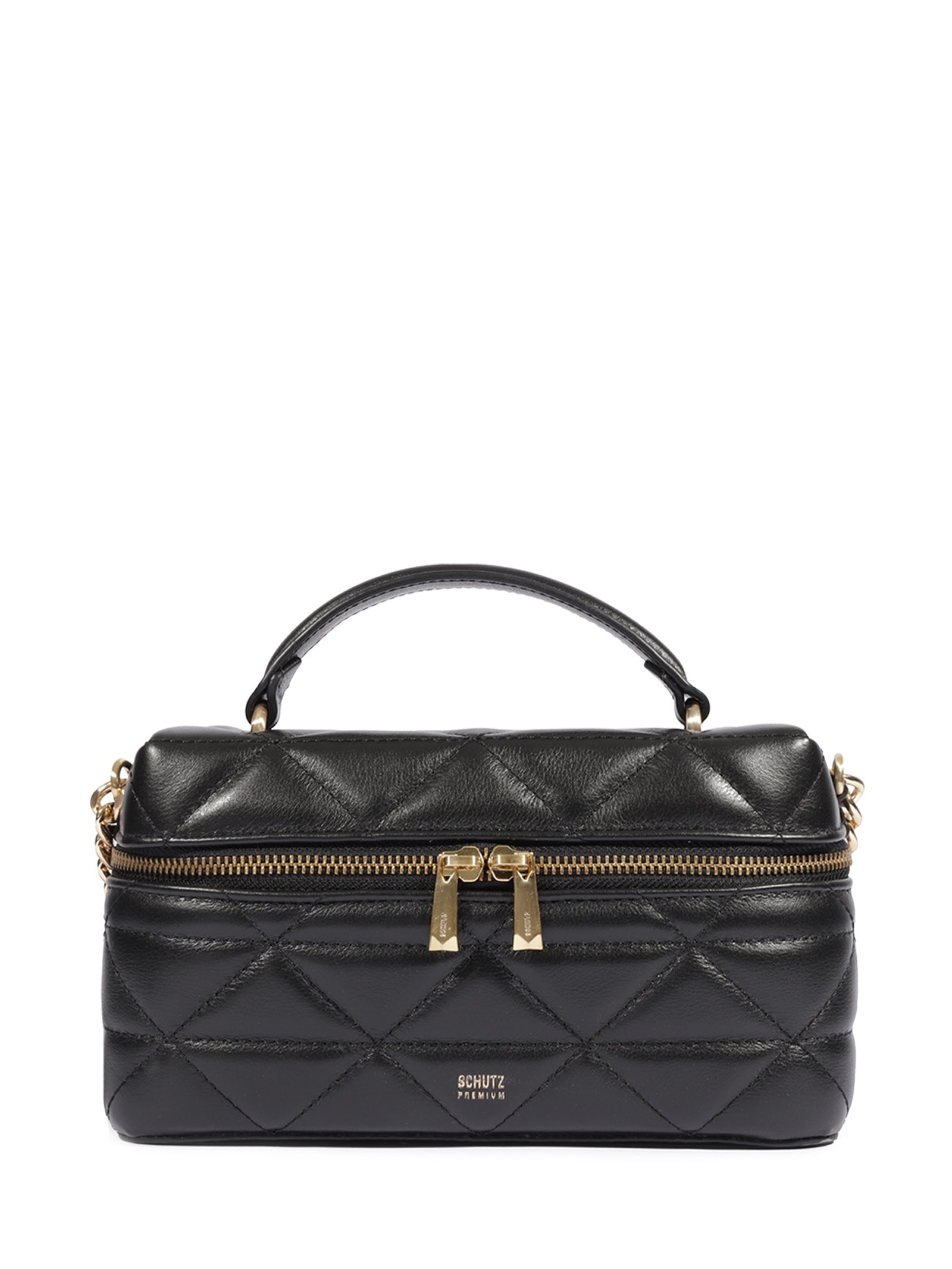 Bolsa Feminina Satchel Vanity Média Couro Preto Schutz