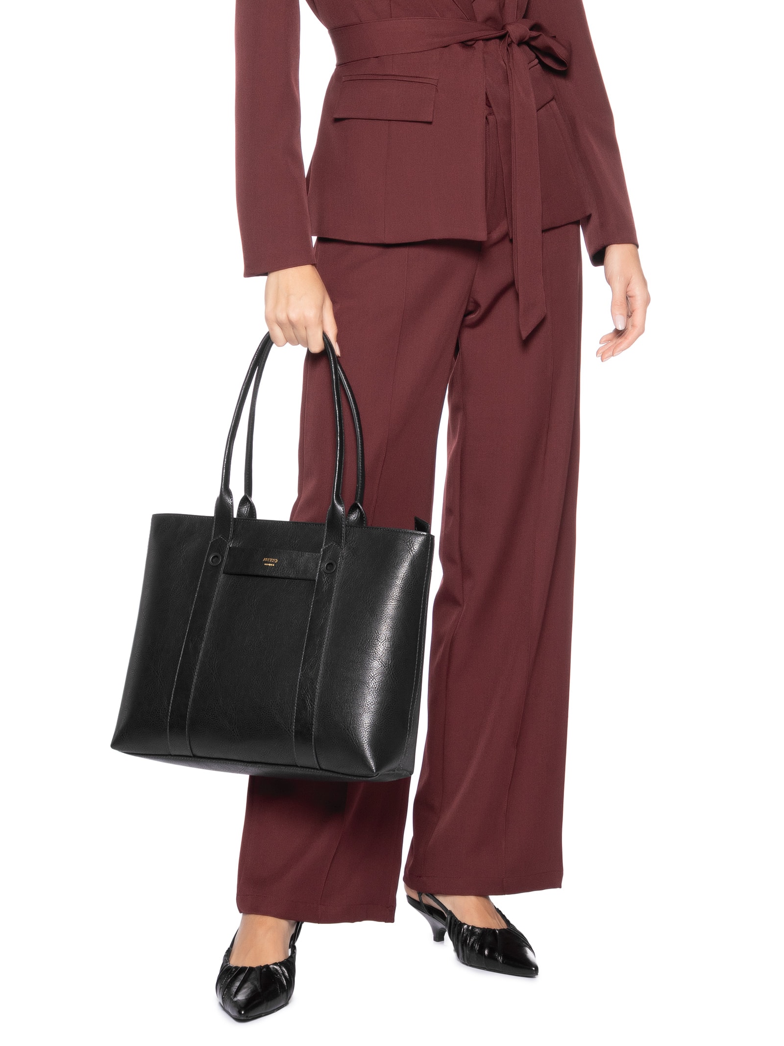 Bolsa Feminina Shopping Bag Eco Cabedal Rus Preto Arezzo