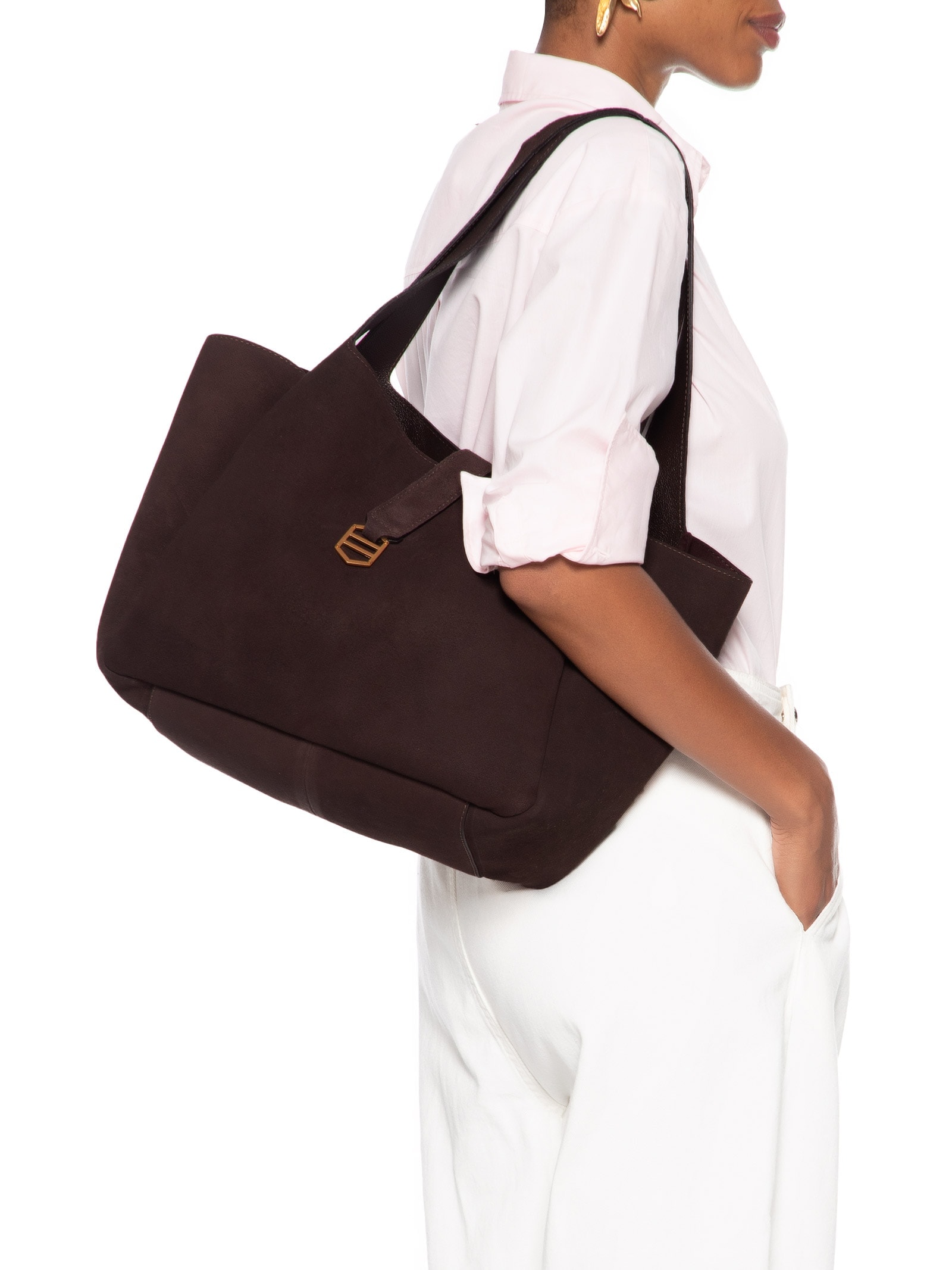 Bolsa Feminina Shopping Couro Acamurçado Marrom Arezzo