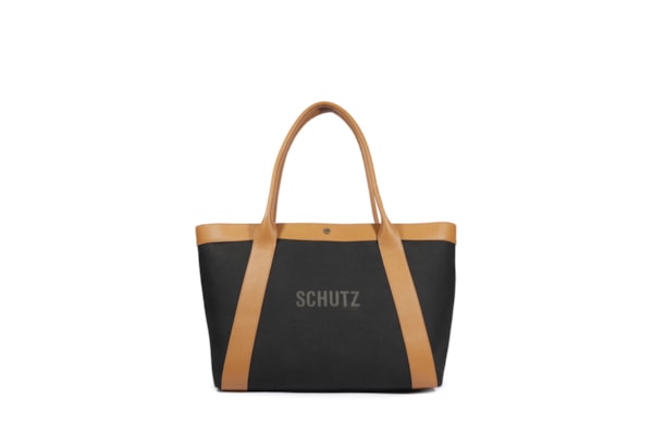 Bolsa Feminina Shopping Couro Lona - Preto