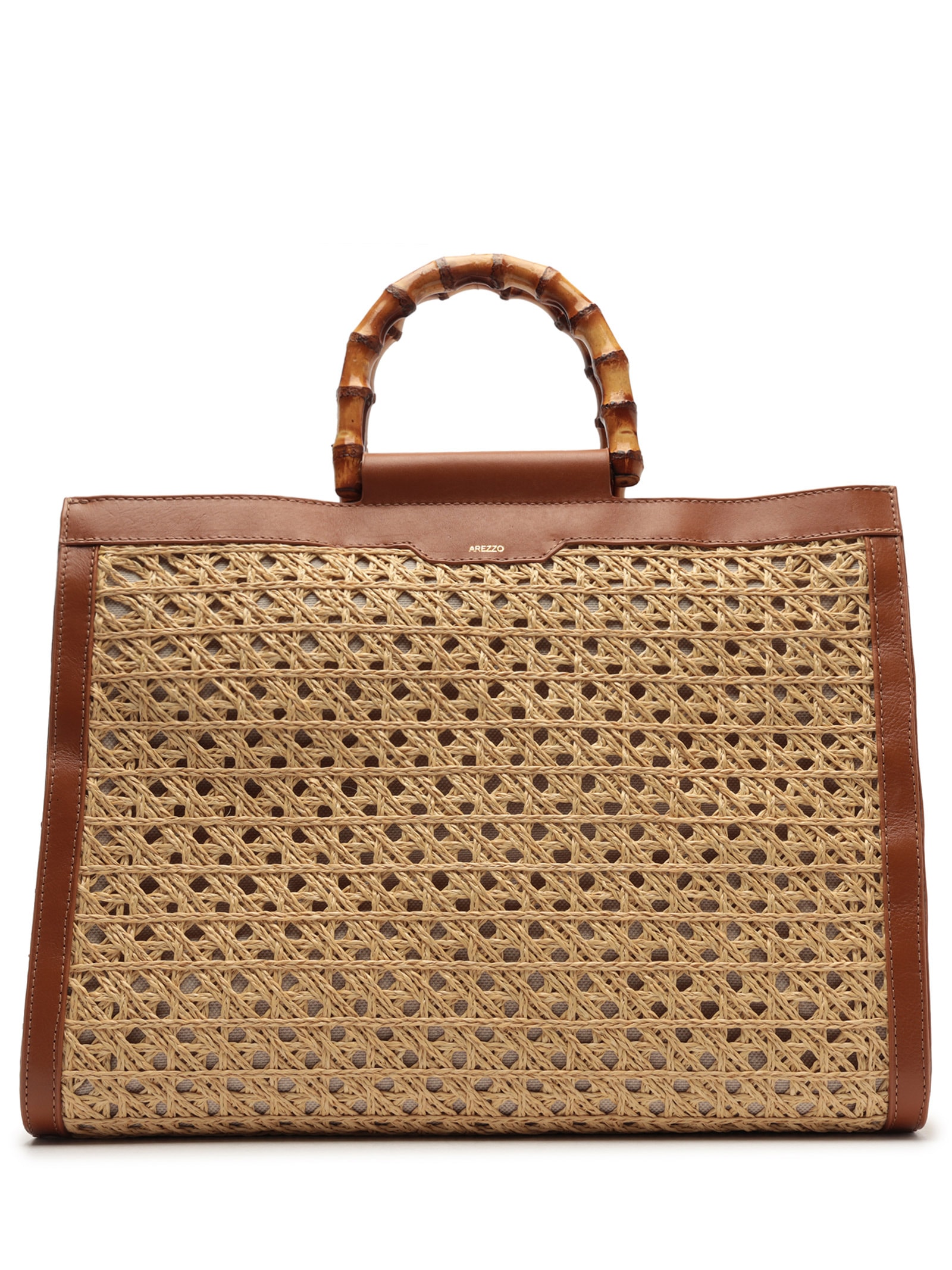 Bolsa Feminina Shopping Couro Palha Isla Grande Bege Arezzo + Isla