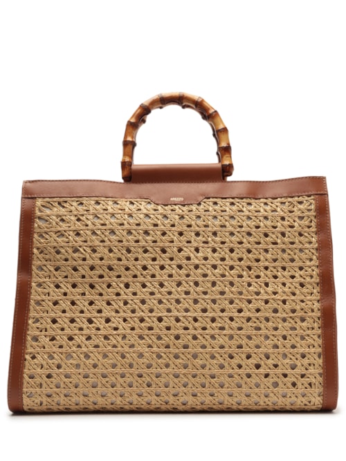 Bolsa Feminina Shopping Couro Palha Isla Grande – Bege