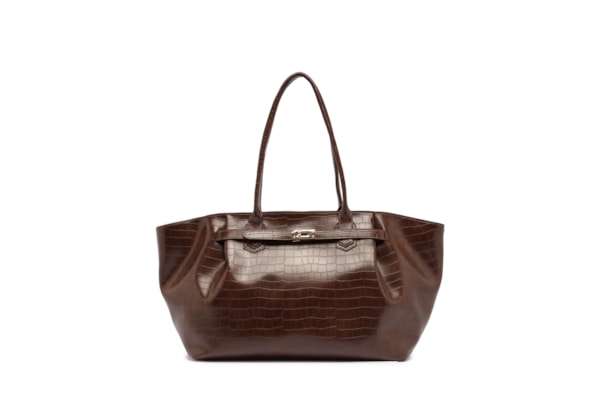 Bolsa Feminina Shopping Grande Croco - Marrom