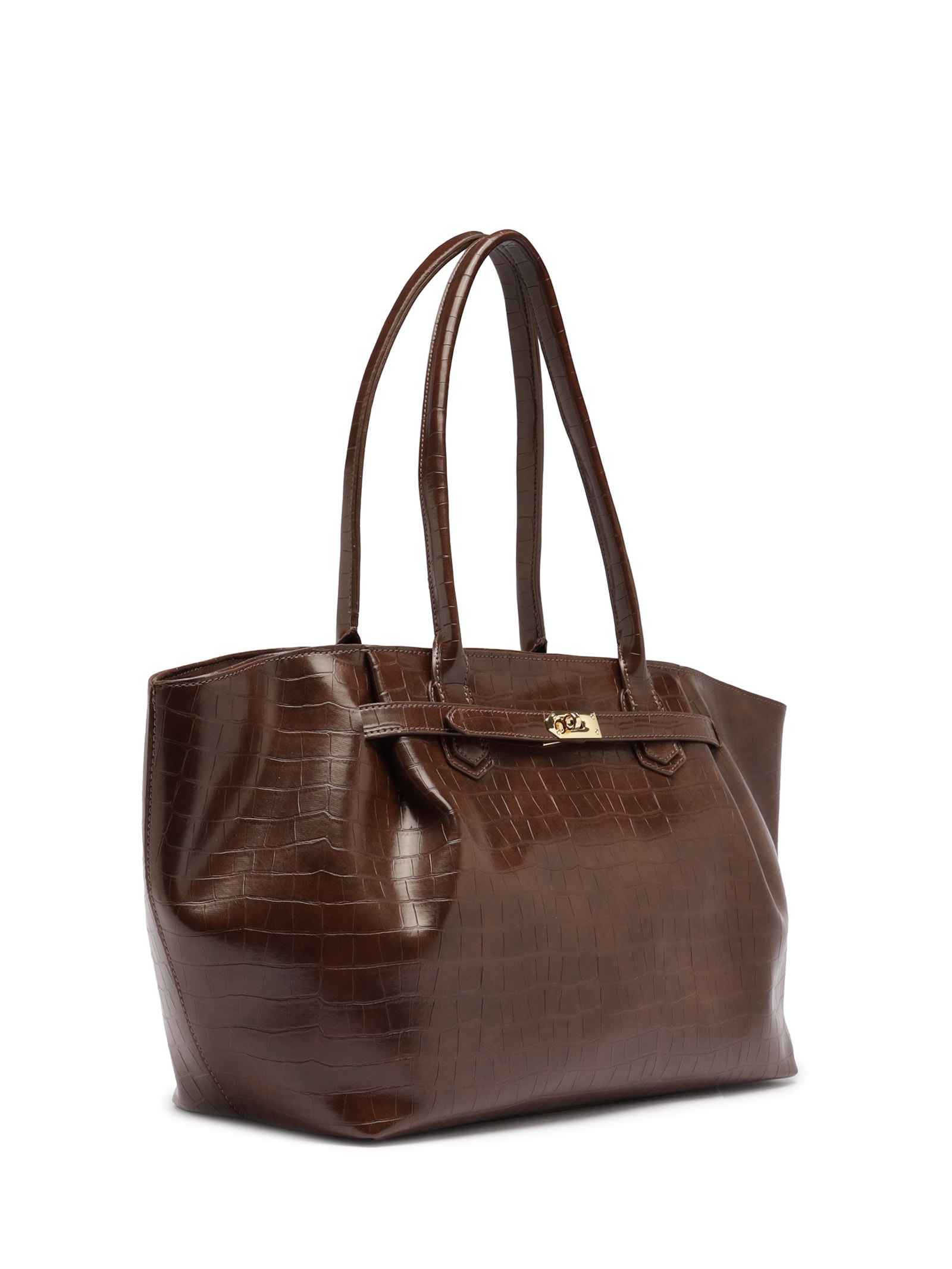 Bolsa Feminina Shopping Grande Croco Marrom Arezzo