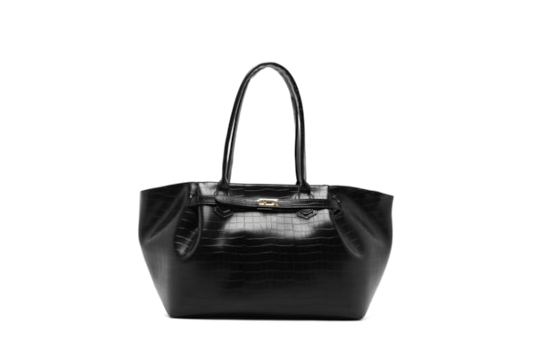 Bolsa Feminina Shopping Grande Croco - Preto