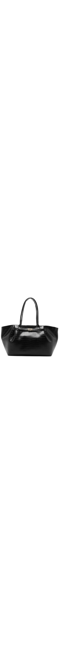 Bolsa Feminina Shopping Grande Croco - Preto