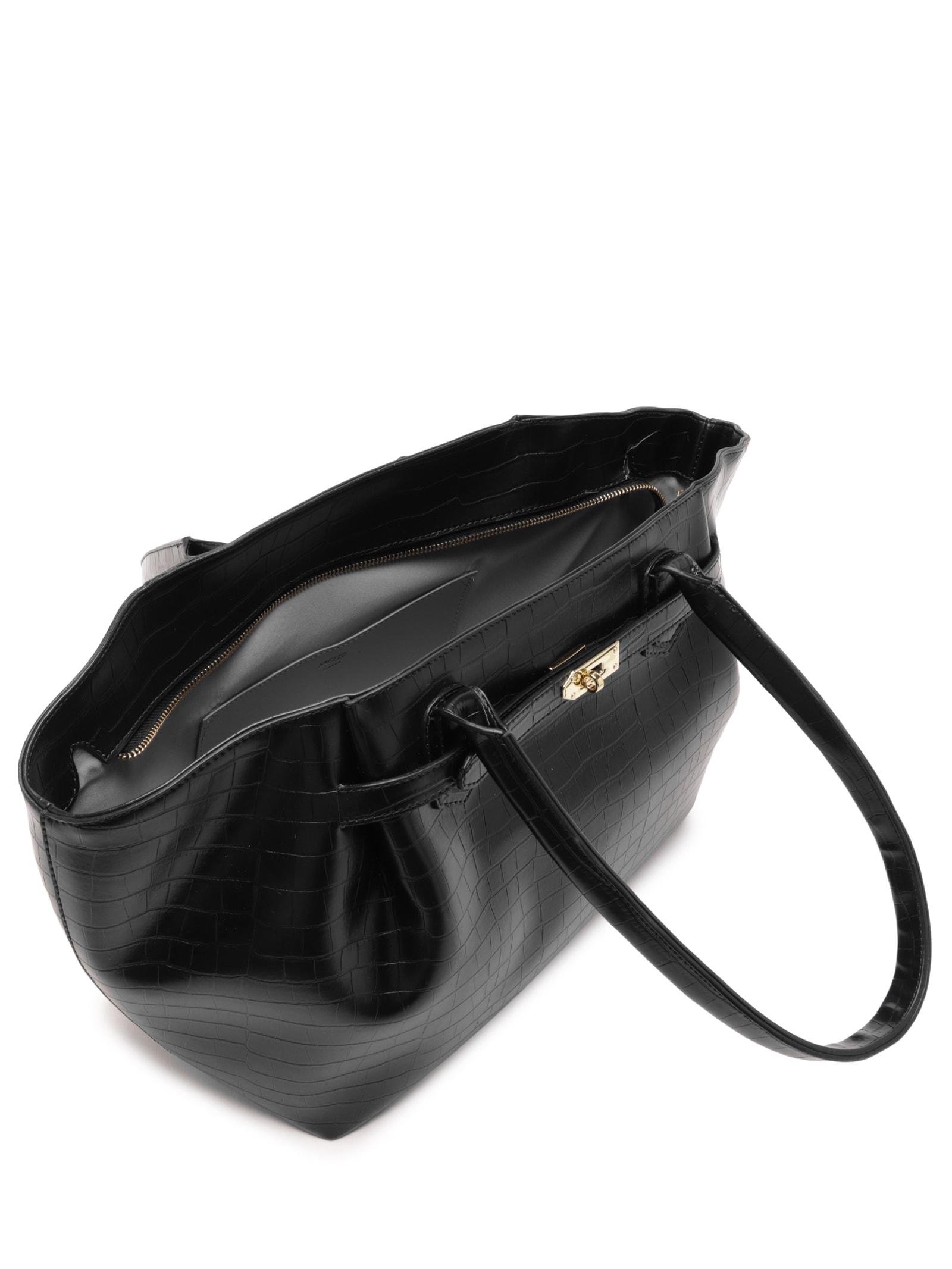 Bolsa Feminina Shopping Grande Croco Preto Arezzo