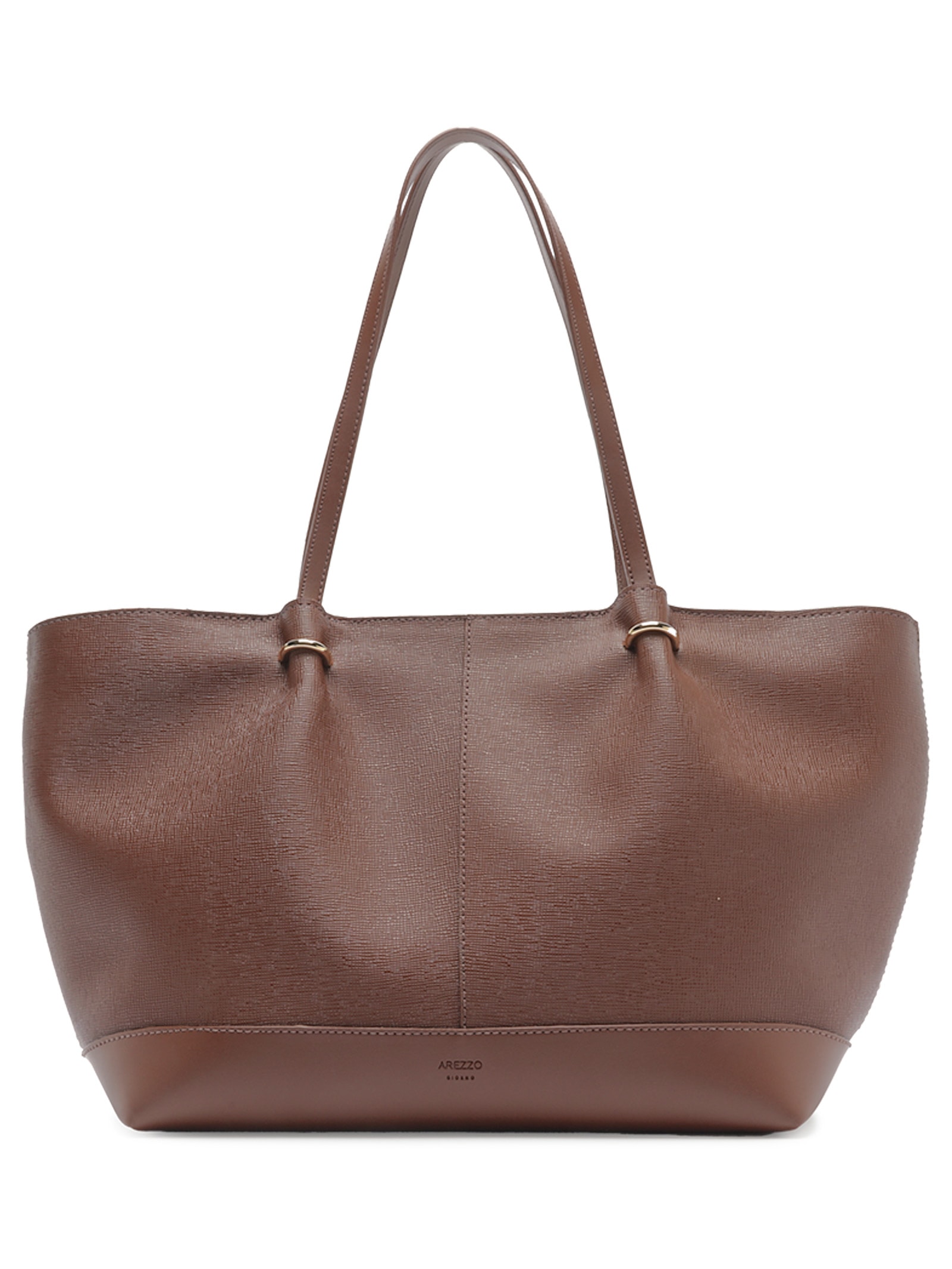 Bolsa Feminina Shopping Grande Metais Dourados Marrom Arezzo