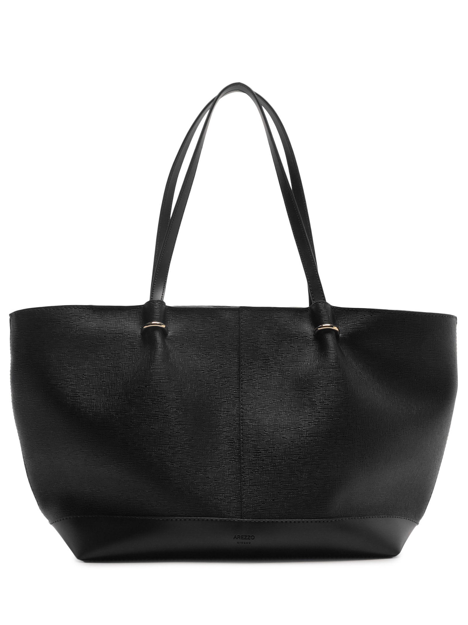 Bolsa Feminina Shopping Grande Metais Dourados Preto Arezzo