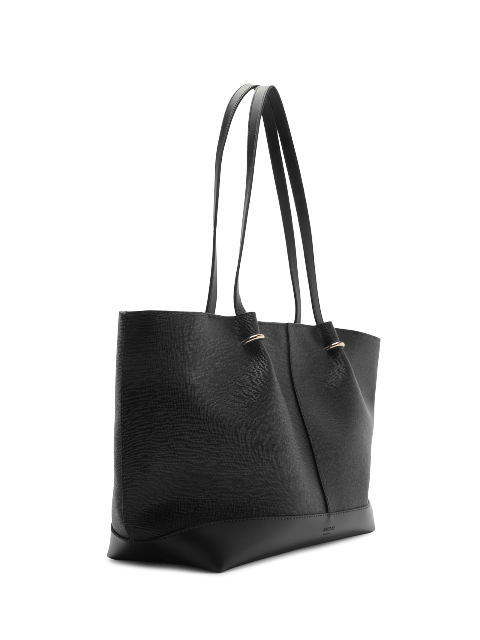 Bolsa Feminina Shopping Grande Metais Dourados Preto Arezzo