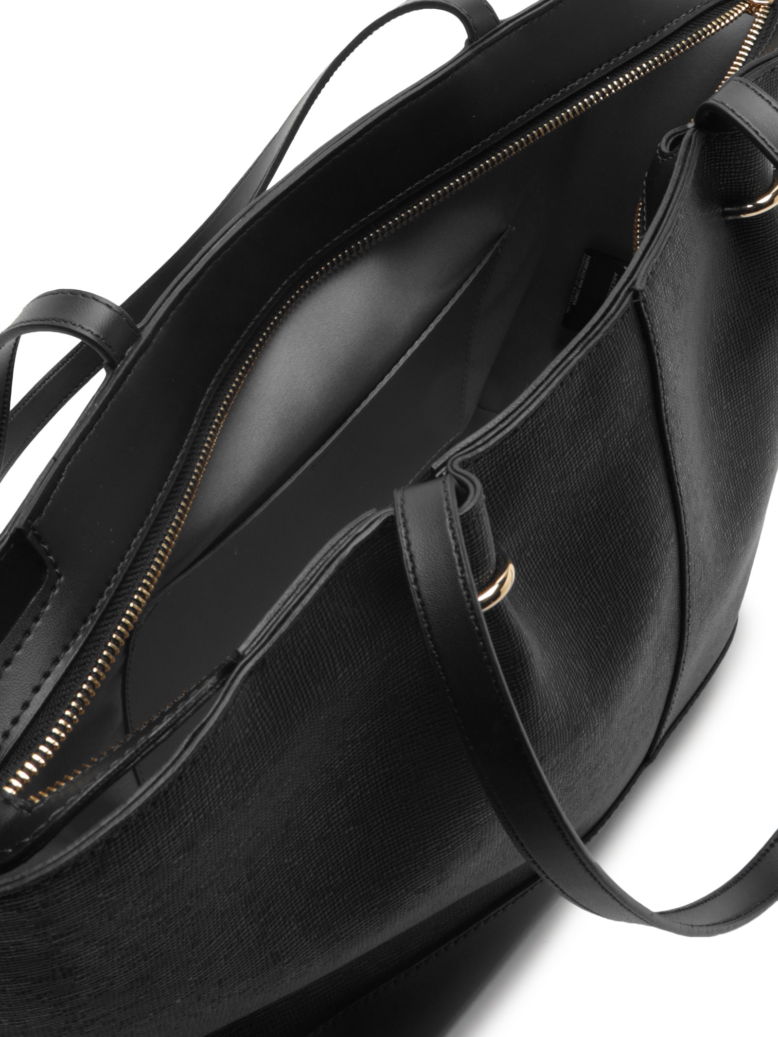 Bolsa Feminina Shopping Grande Metais Dourados Preto Arezzo
