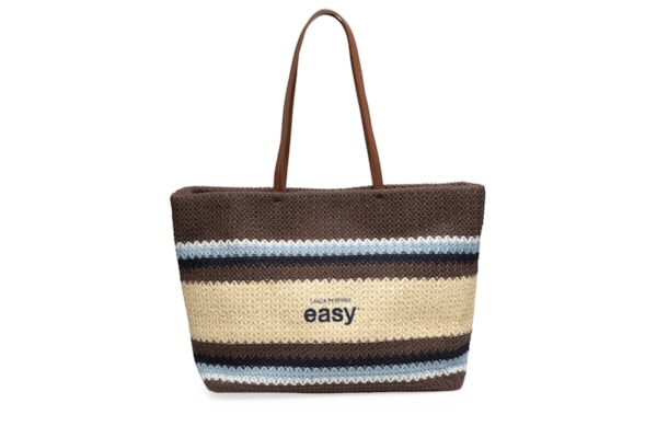 Bolsa Feminina Shopping Listras Tramada Easy - Marrom