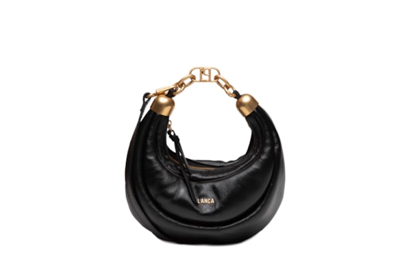 Bolsa Feminina Shoulder Com Elo Couro Pequena - Preto