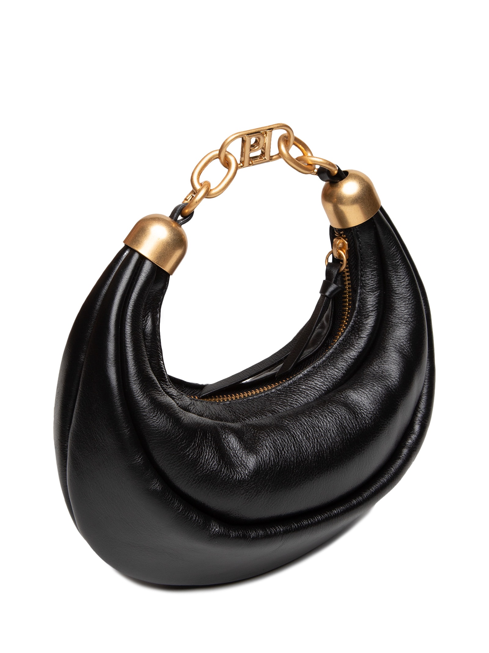 Bolsa Feminina Shoulder Com Elo Couro Pequena Preto Lança Perfume