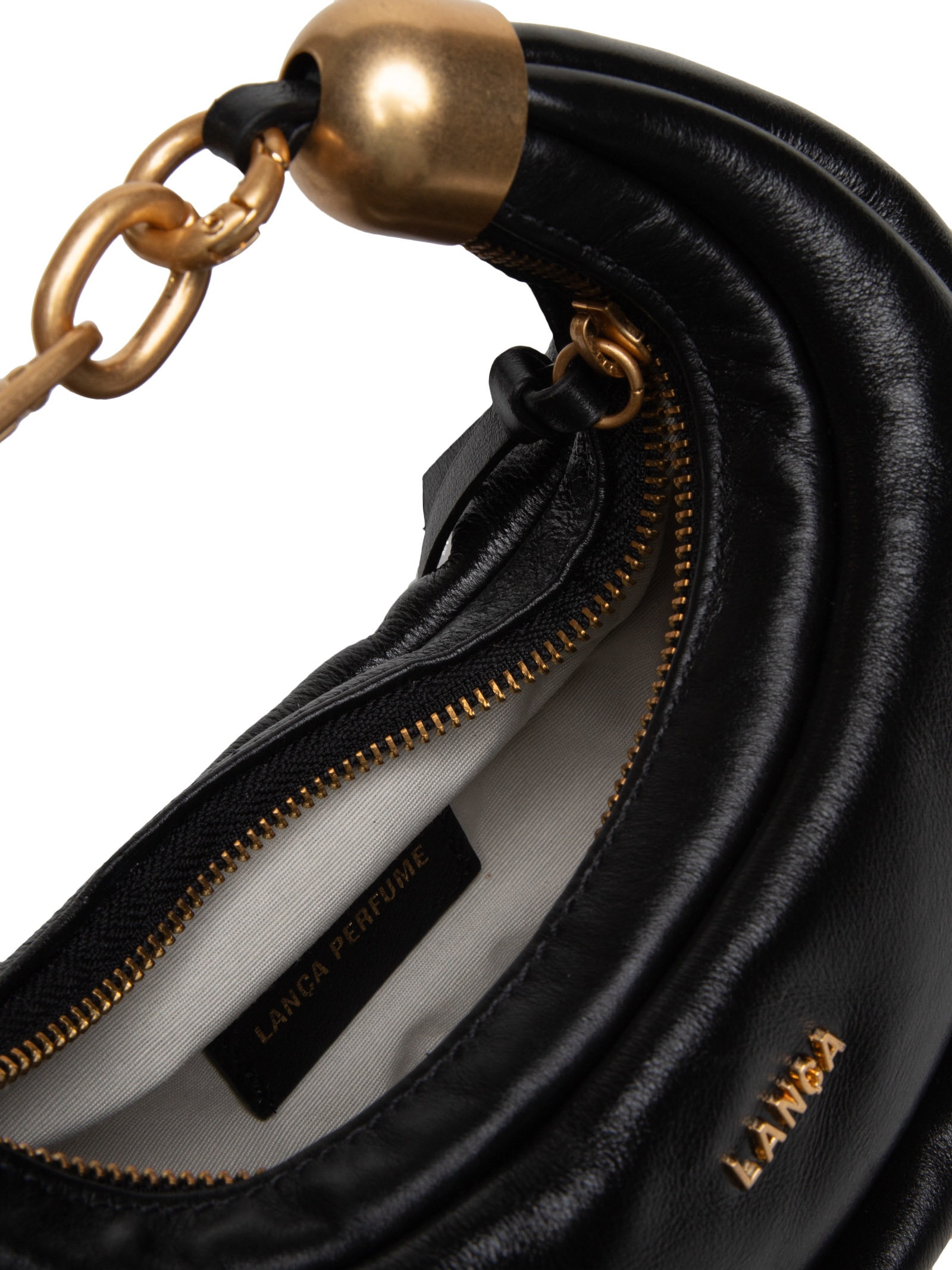 Bolsa Feminina Shoulder Com Elo Couro Pequena Preto Lança Perfume