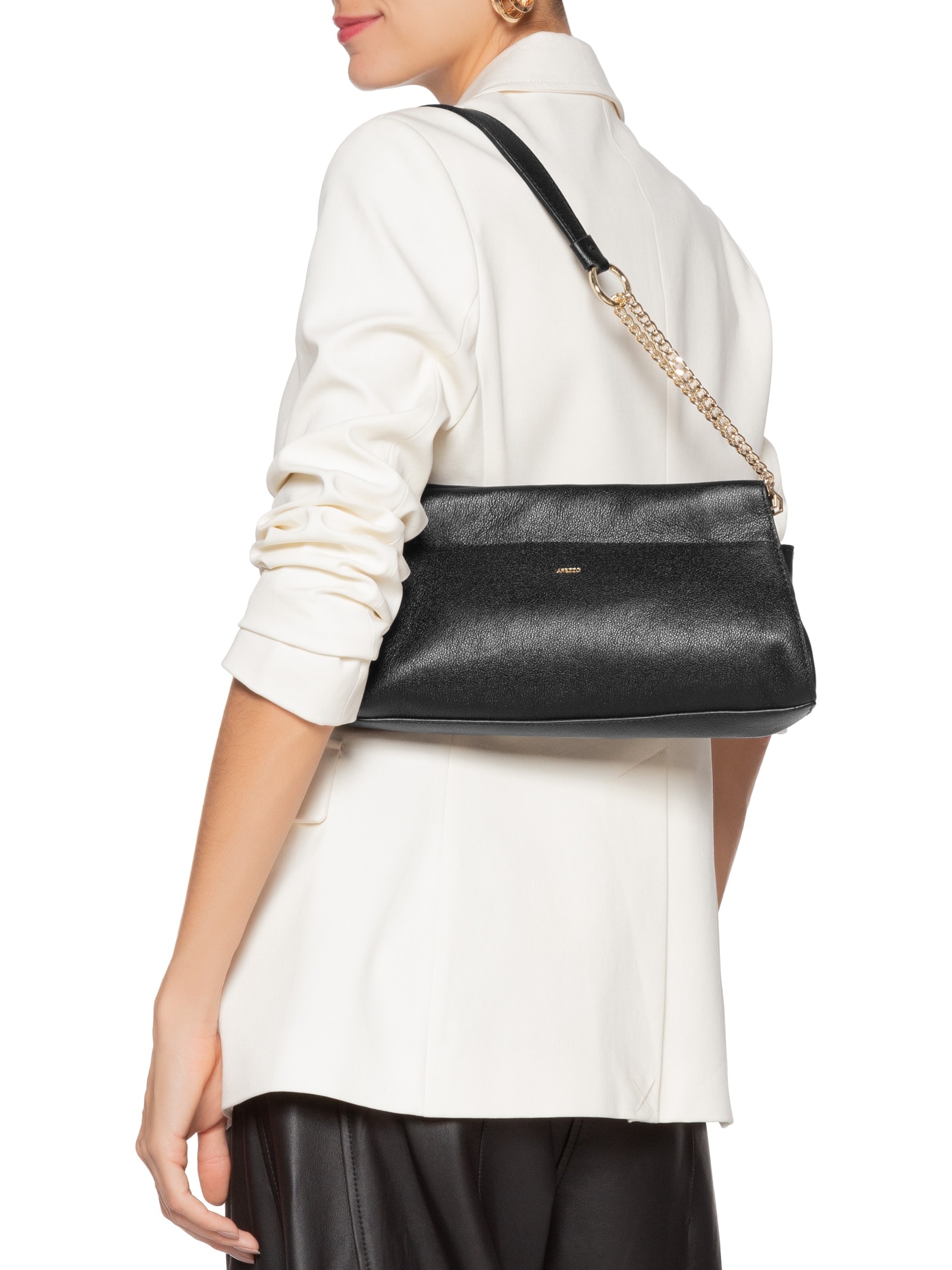 Bolsa Feminina Shoulder Couro Grande Preto Arezzo