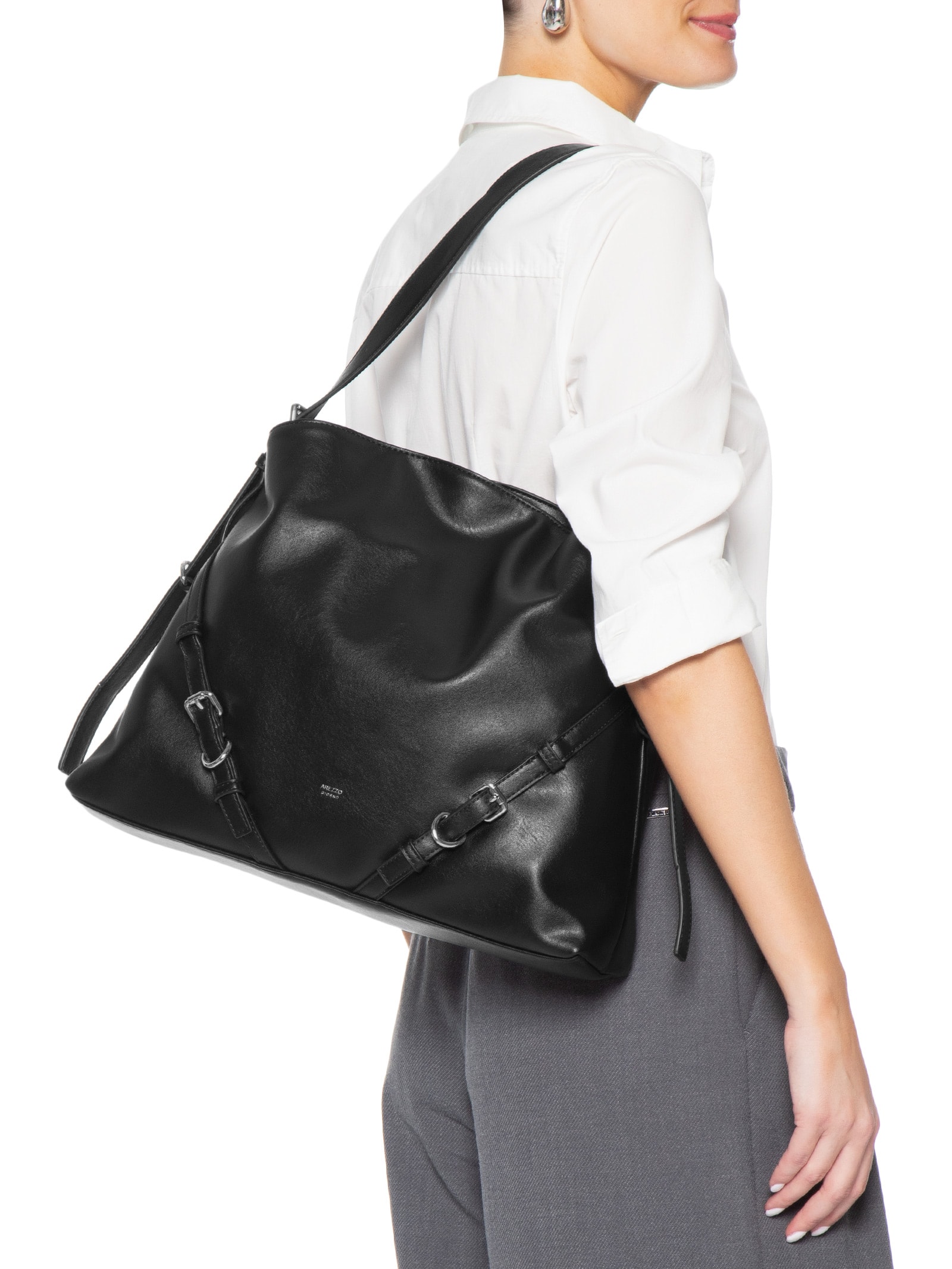 Bolsa Feminina Shoulder Grande Fivelas Preto Arezzo