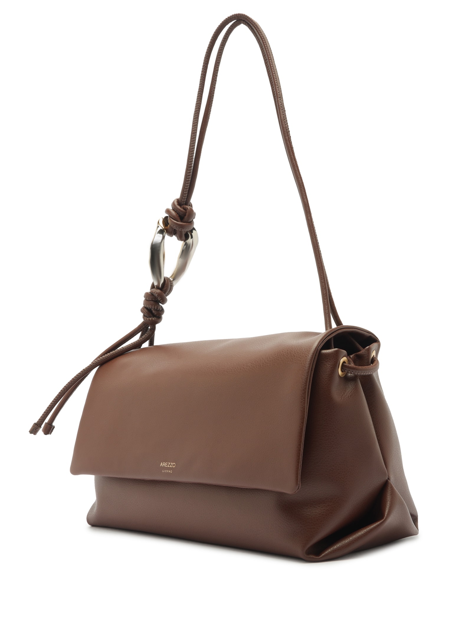 Bolsa Feminina Shoulder Grande Metal Orgânico Marrom Arezzo