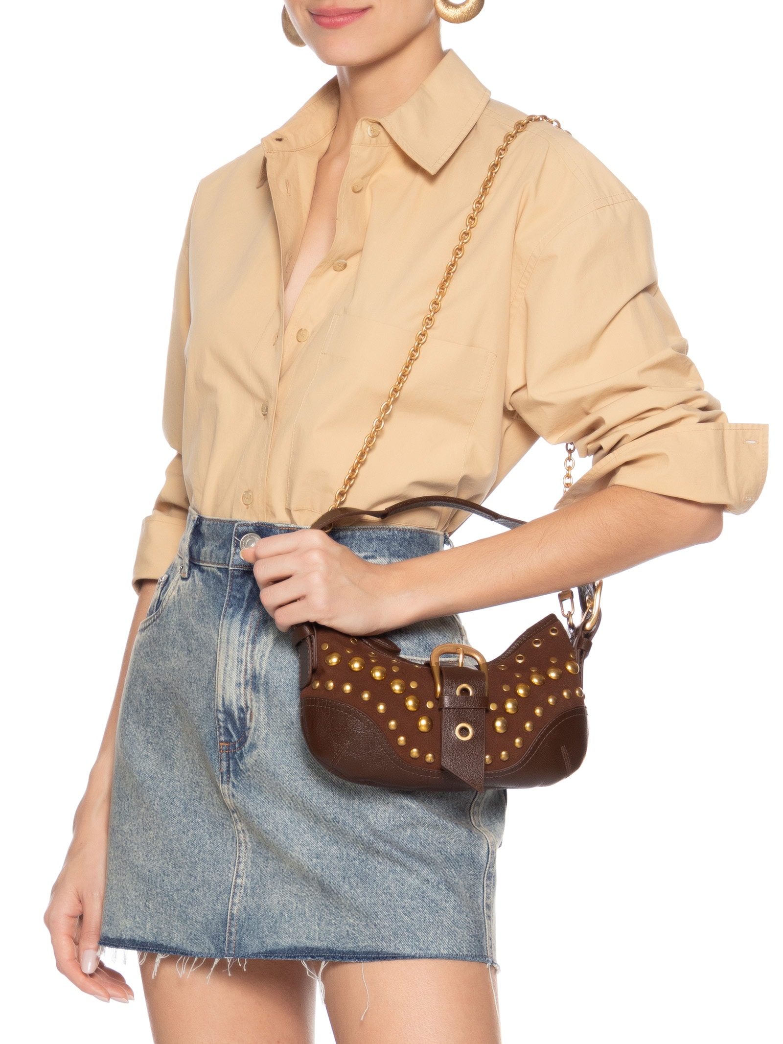 Bolsa Feminina Shoulder Jamie Média Camurça Marrom Vicenza
