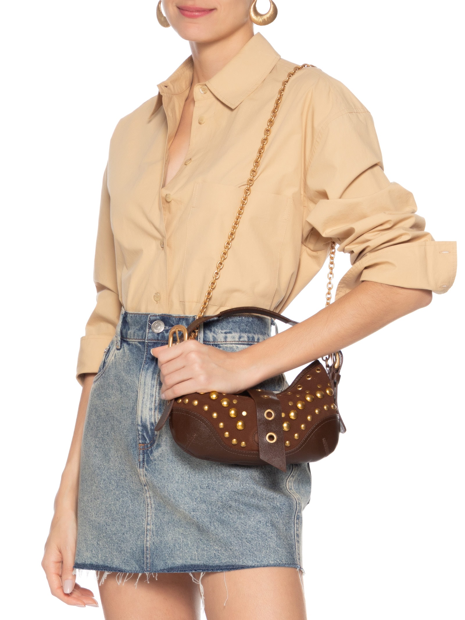 Bolsa Feminina Shoulder Jamie Média Camurça Marrom Vicenza