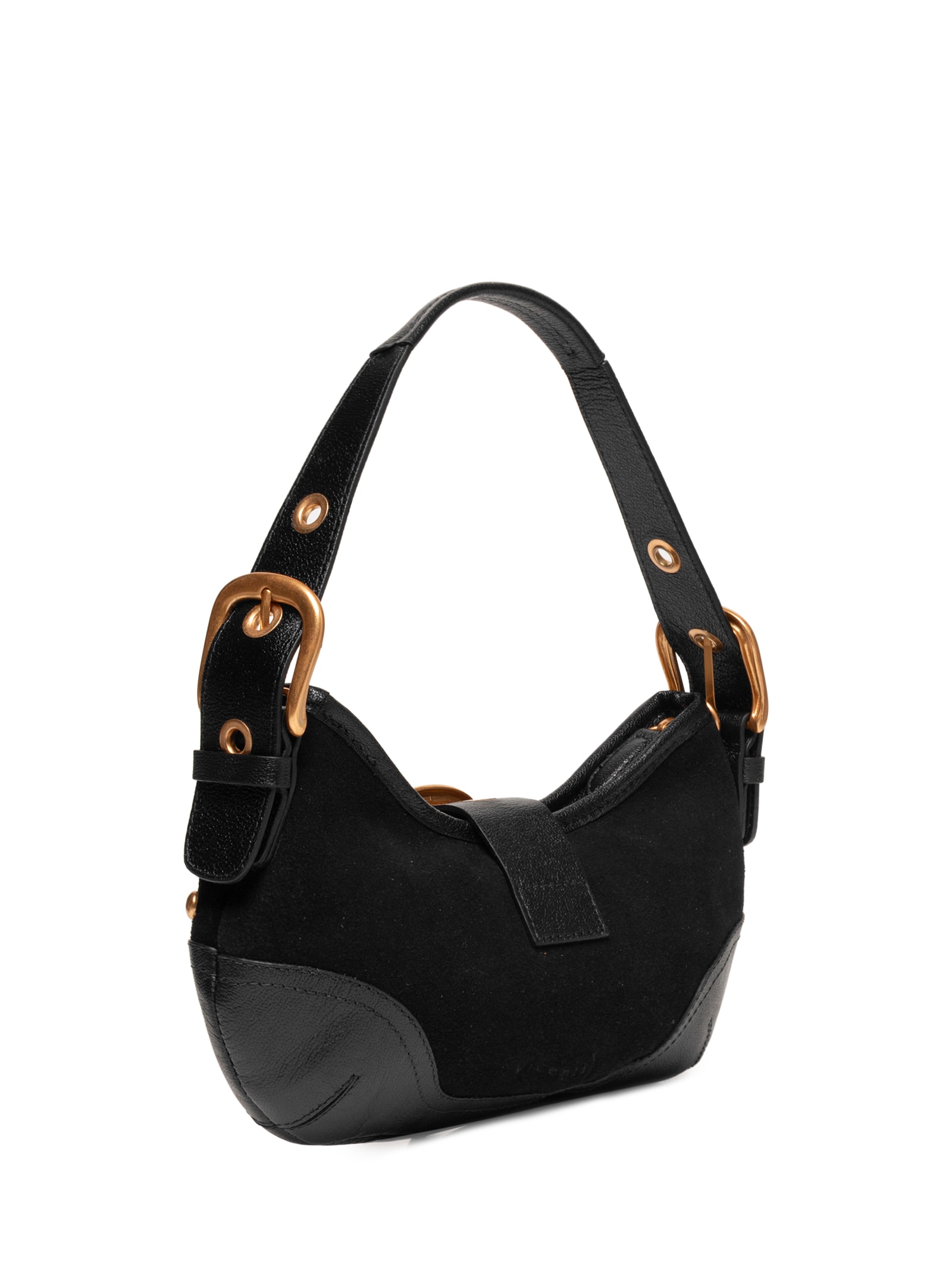 Bolsa Feminina Shoulder Jamie Média Camurça - Preto - Vicenza